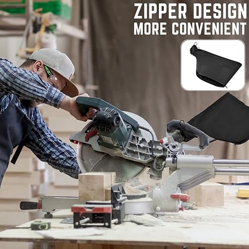 Miniatura 7 de 2 bolsas de recolección de polvo para 225 modelos de sierras ingletadoras, bolsa de polvo negra con cremallera, bolsas de colector de polvo