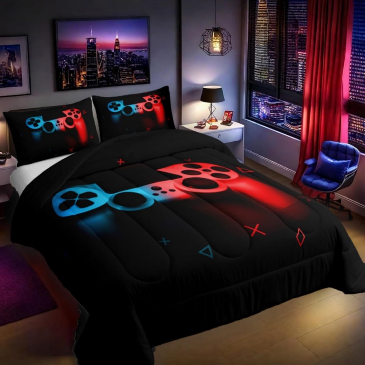 Erosebridal Boys Gamer Comforter Cover Twin Size – Gamepad Design Duvet Cover Set With Pillowcase For Kids & Teens Bedroom - View #3