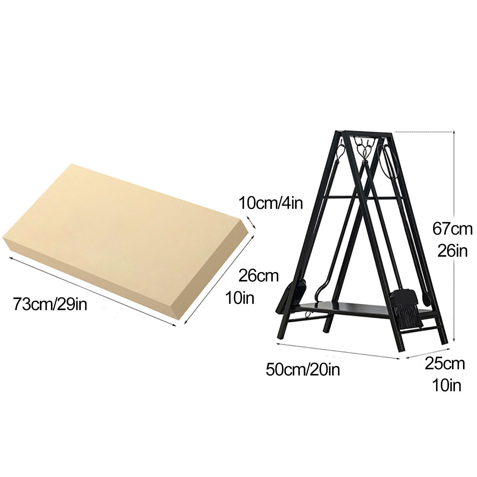 Set di attrezzi per camino, 5 pezzi di attrezzi per camino con manico dorato, set completo di attrezzi per camino in ferro battuto e supporto per camino da esterno, include supporto per braciere, pin