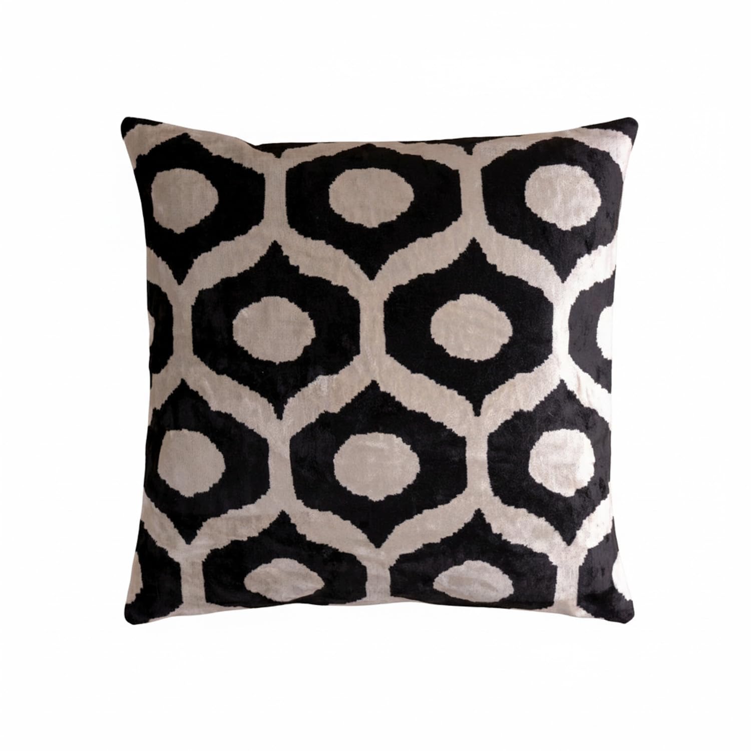 Housse de coussin velours de soie Ikat 50x50 cm style bohème pour canapé