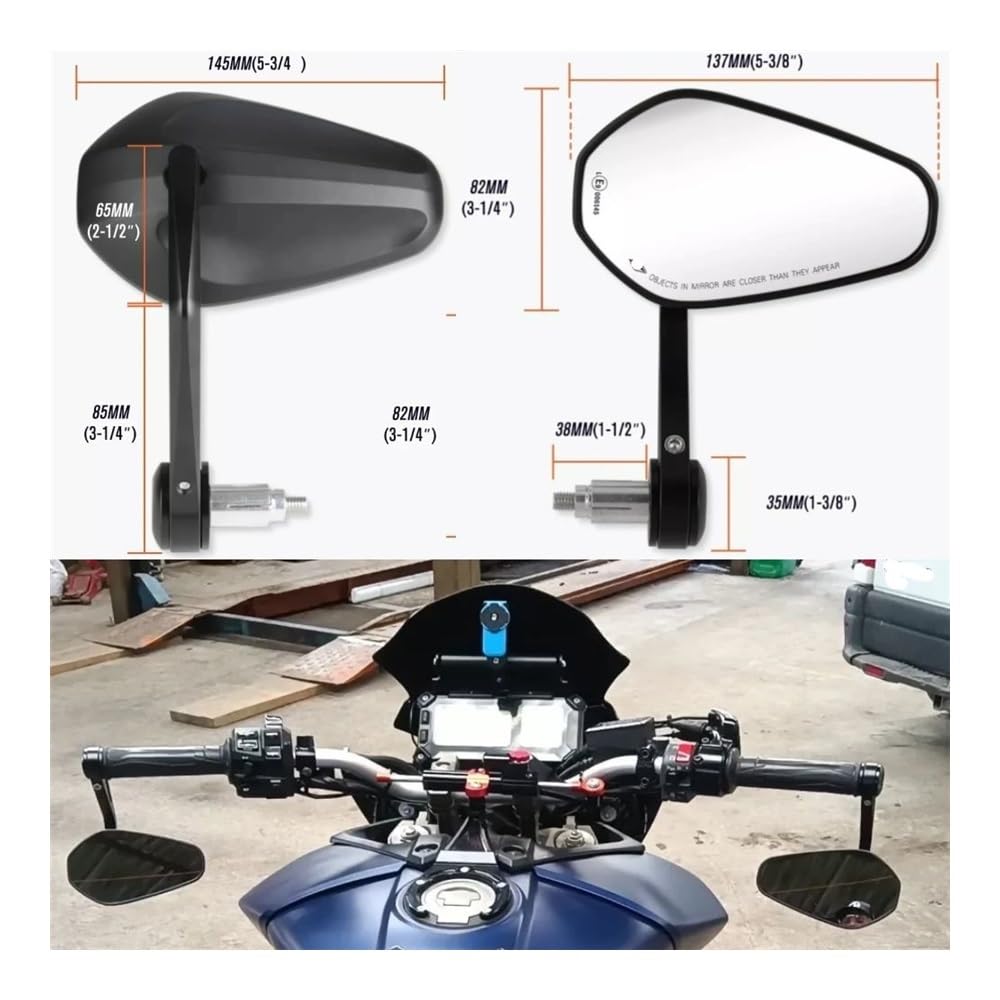 Espejo Retrovisor Lateral Para Manillar De Motocicleta, 7/8" Y 22 Mm, Para Ho&nda Para Suz&uki Para Kawa&saki Para Ya&maha Retrovisor moto