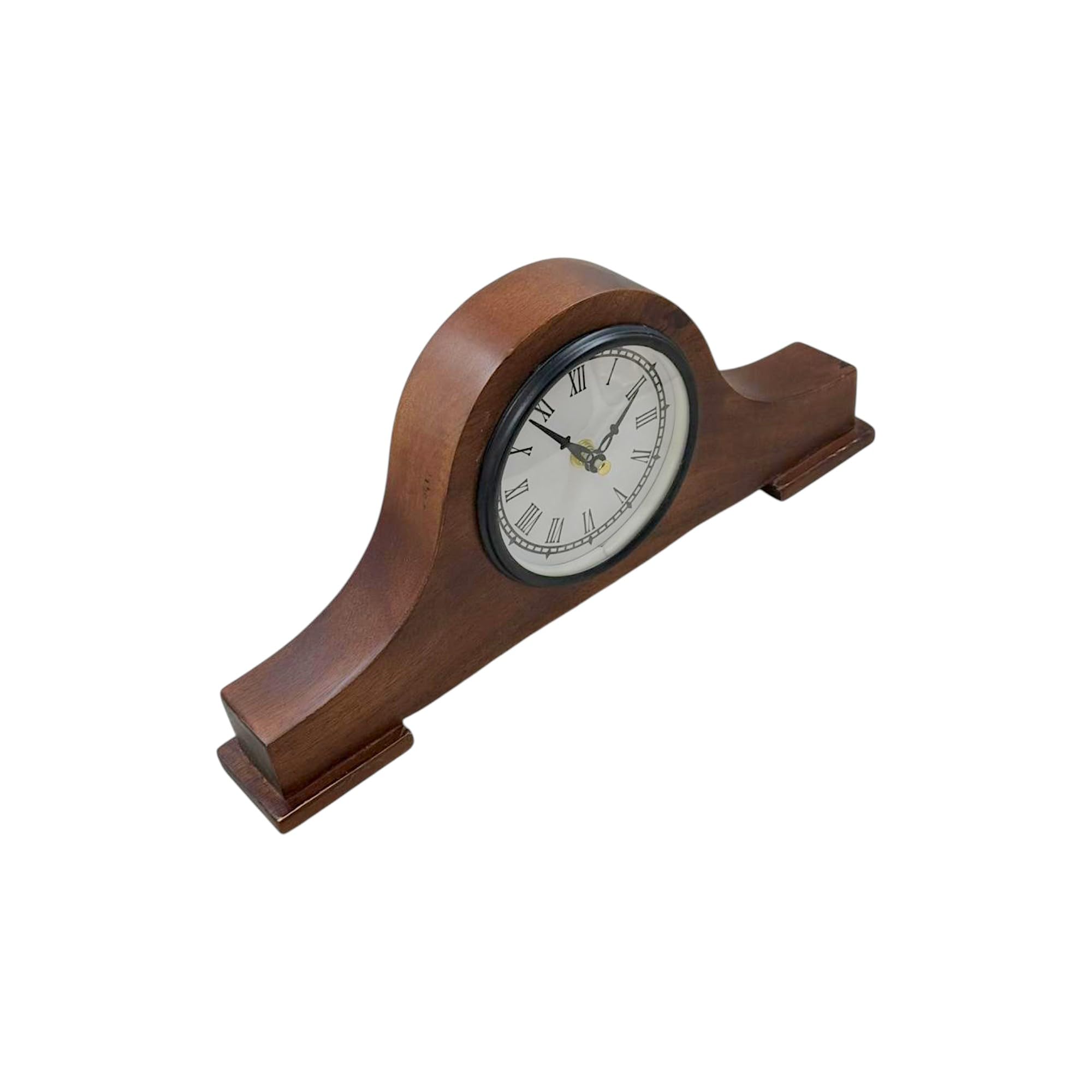 POSHIO Table Clock Wooden Handcrafted | Antique Mantel Clock with Roman Numeral Dial | Classic Vintage Desk Clock for Living Room, Bedroom & Office Décor | Elegant Gift Item (32x16cms)-image-18