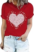 Vista 1 de Camisetas con estampado de leopardo y corazón para mujer, estilo casual, para el día de San Valentín