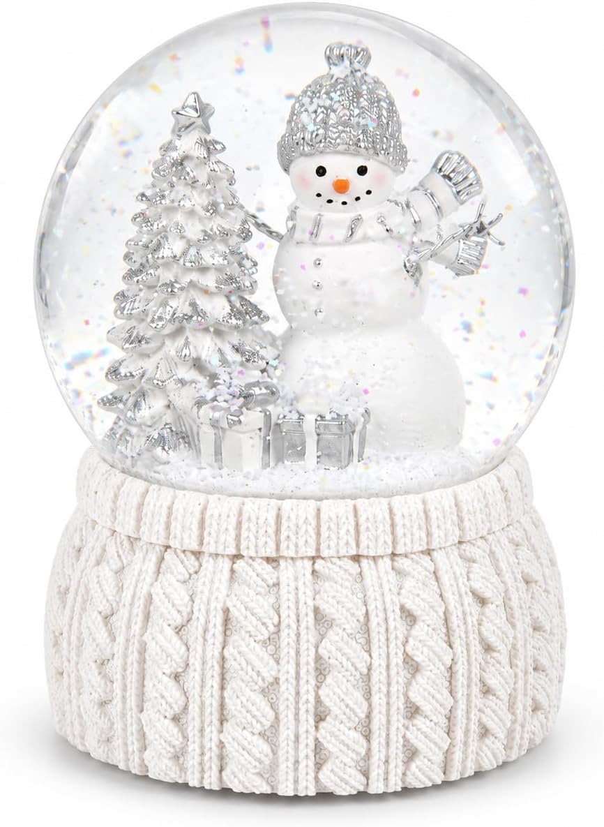 MUMTOP Snowman Christmas Snow Globe Music Box, Water Globe with LED Lights