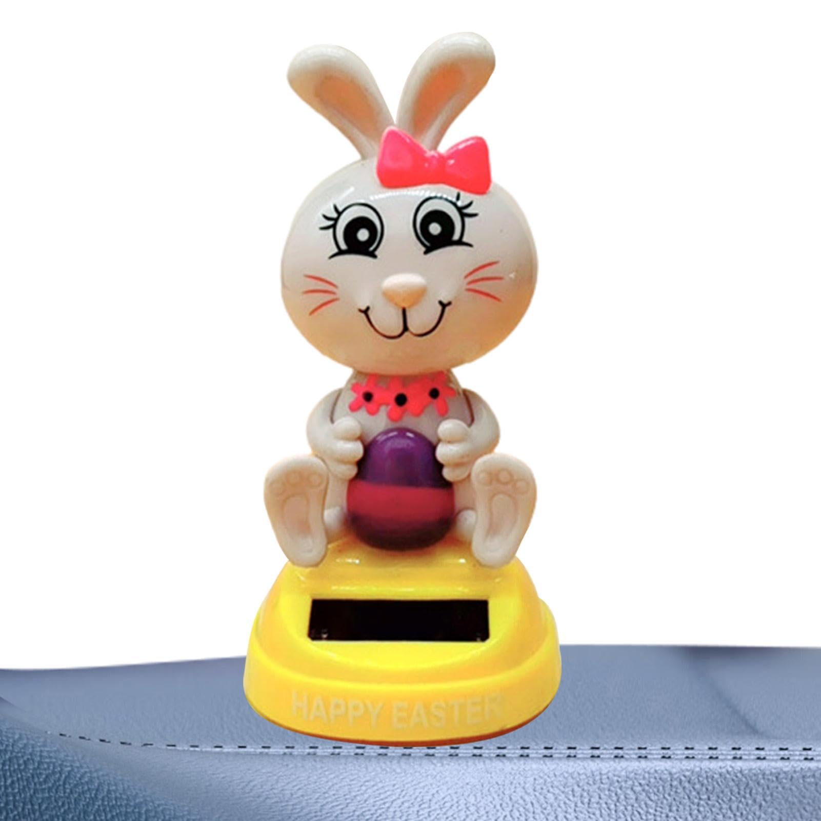 Solar Dancing Statue, Solar Dancing Easter Bunny Solar Dashboard Decoration, Dancing Solar Toy, Mobile Car Decoration Dashboard Toy, Car Dashboard Decoration for Office Desk Window Sill Patio Shelf