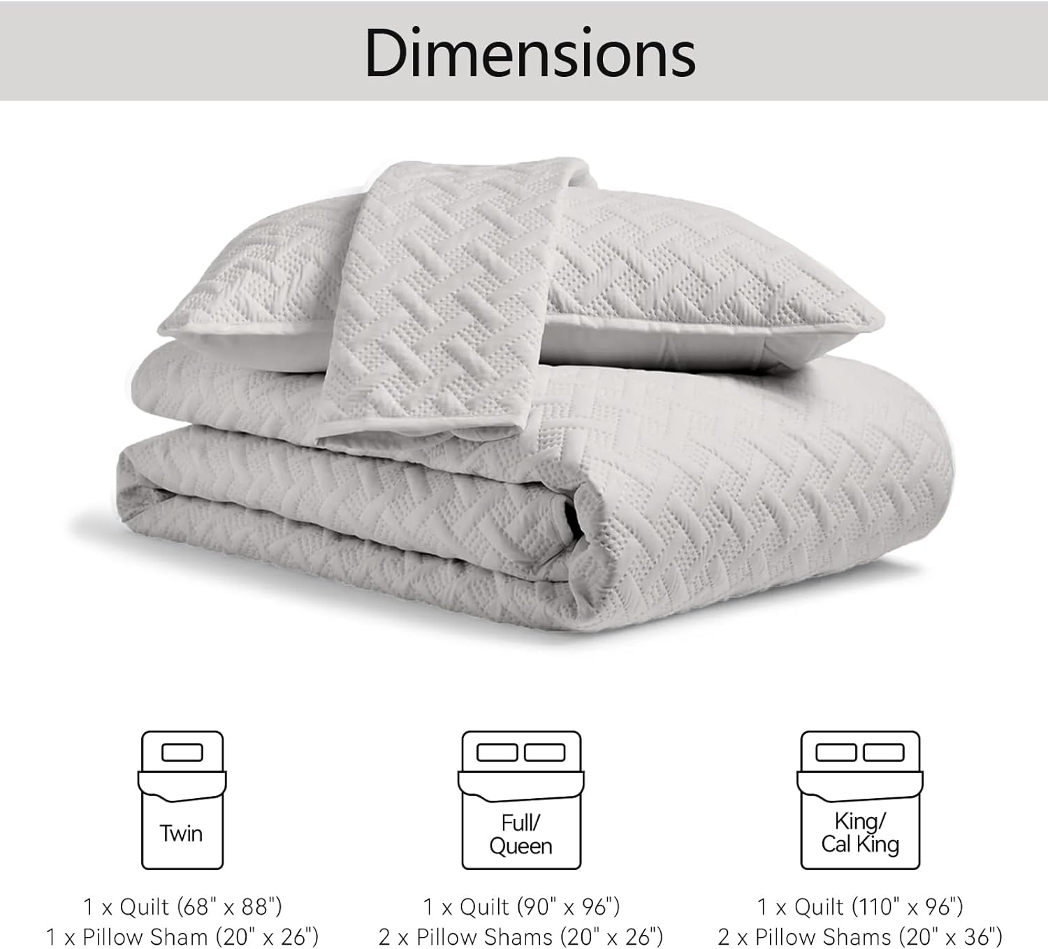 FLYMME Queen Quilt Bedding Set Light Grey Lightweight Bedspreads Full Size,Modern Style Geometric Weave Stripe Pattern,Soft Microfiber Bed Coverlet for All Season (1 Quilt, 2 Shams) - Image 7