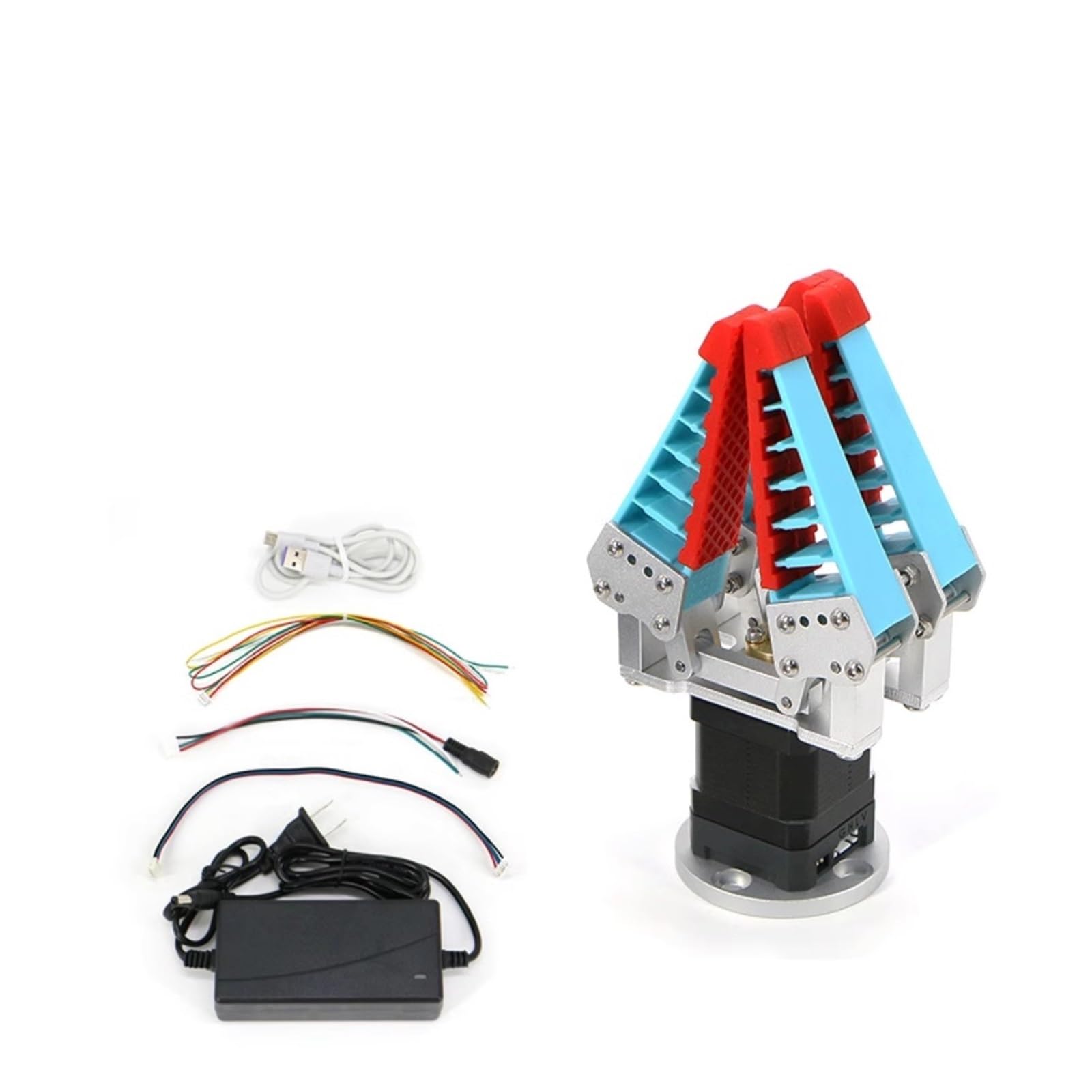 Braccio robotico Flessibile Industriale con carico utile di 2 kg, Pinza robotica Meccanica con Artiglio, Pinza pneumatica Antiscivolo(4 Electric Set)