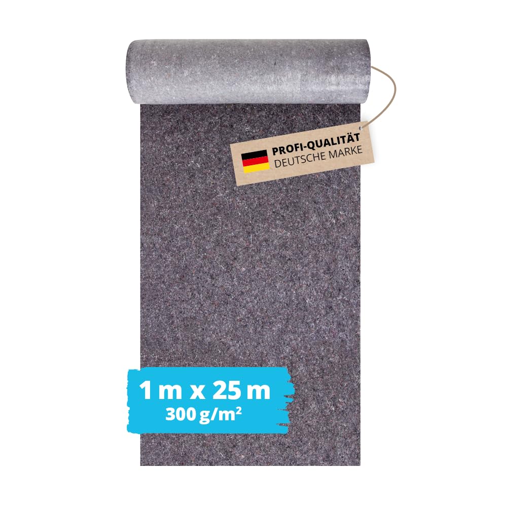 Alfa Maler Abdeckvlies 1 m x 25 m mit 300 g/m² Oberflächenschutz extra saugfähig und feuchtigkeitsundurchlässig, Malervlies, Schutzvlies, Maler und Heimwerker