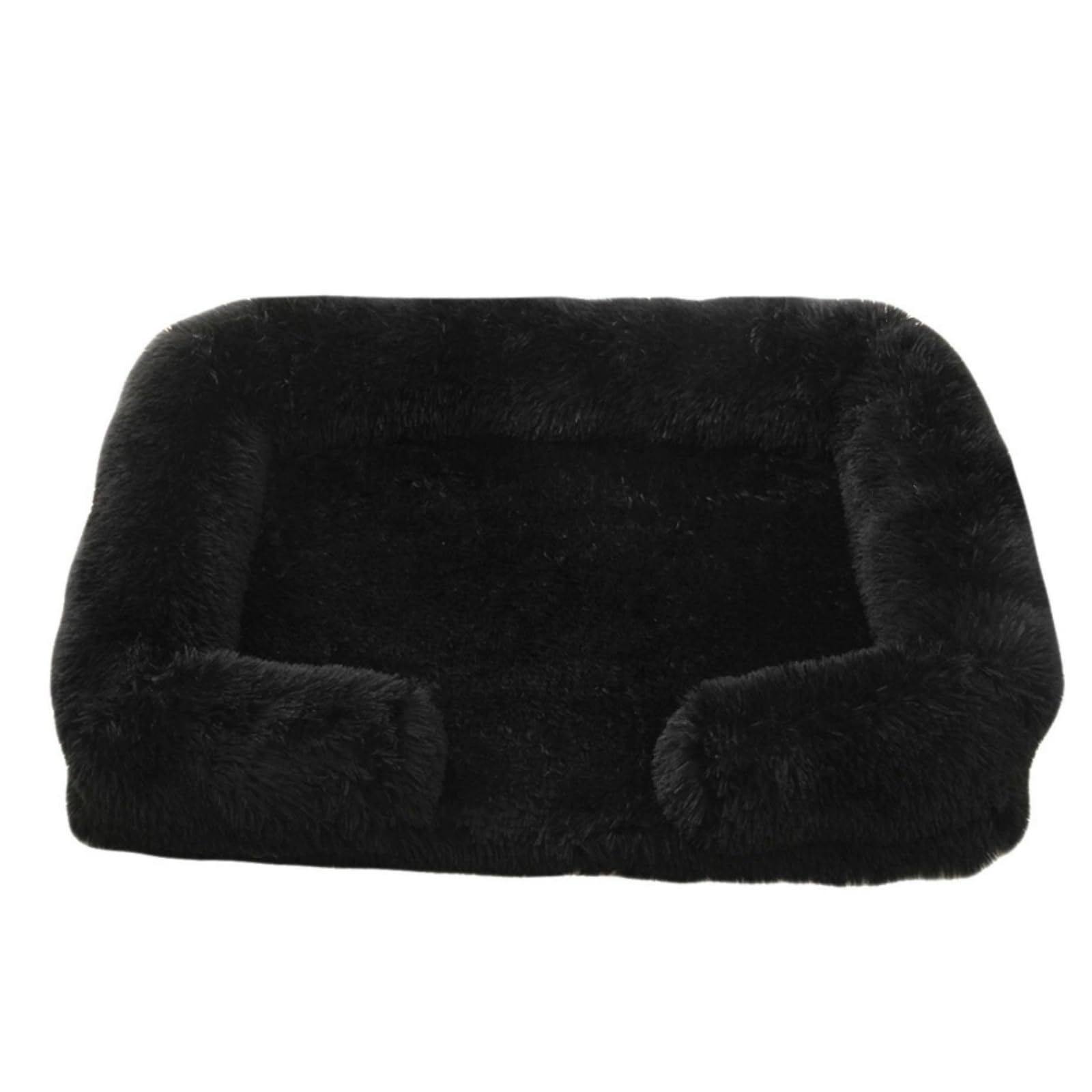Mateju Plush Pet Bed Rectangle, Fluffy Pet Cushion Thick Warm Soft Plush Dog Cat Bed for Indoor Calming Puppy Kitten Petbed with Non Slip Bottom, Removable Washable (Black,S 40x35cm) โ image 1