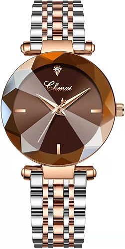SENRUD Relojes de moda para mujer, reloj de pulsera de malla de acero inoxidable de oro rosa, elegante, regalo para mujer, reloj de pulsera