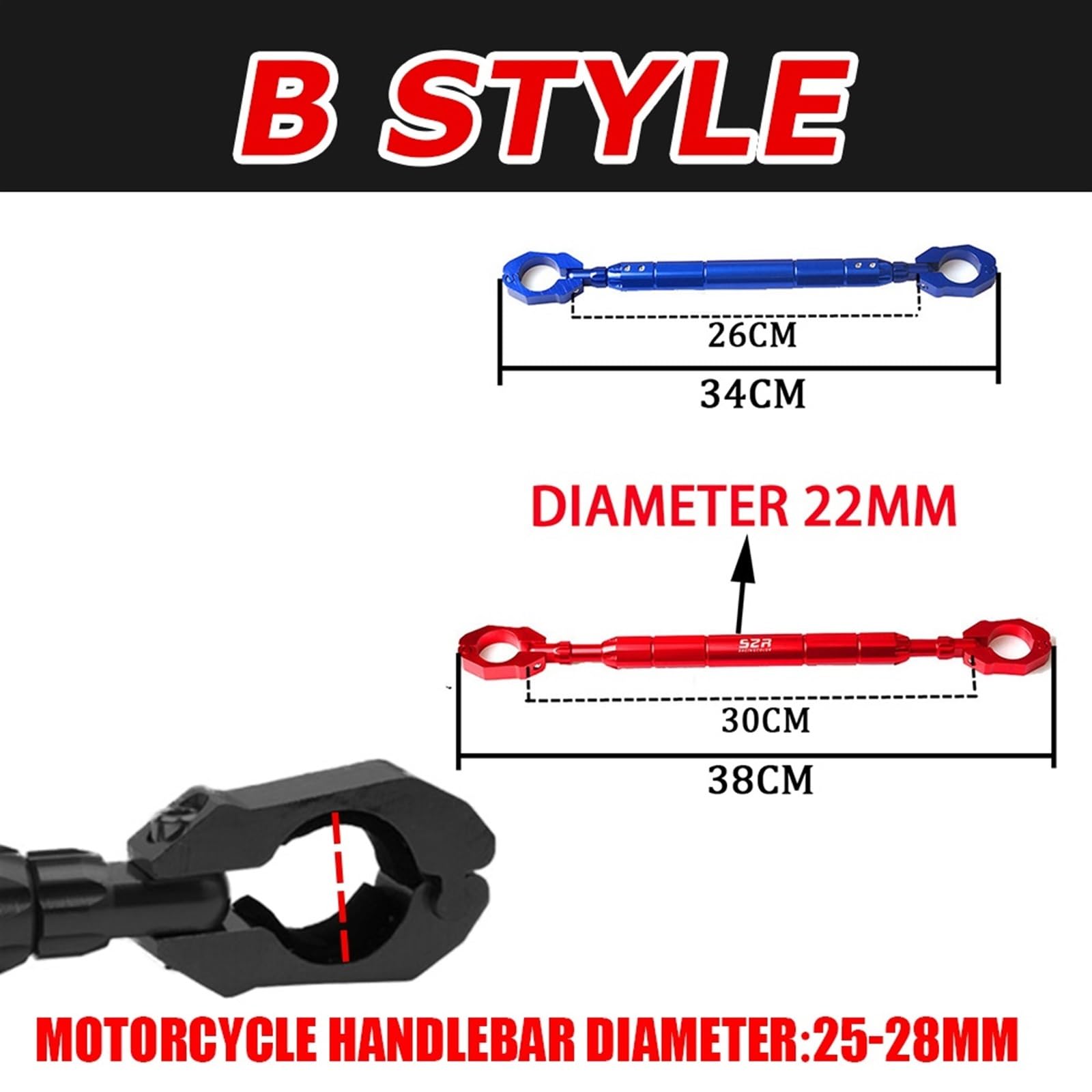 pour Aprilia SRGT200 SR GT 200 SR GT 125 SR200 GT Barre D'équilibre De Moto Guidon Barre Transversale (Couleur : B Black, Taille : 1)