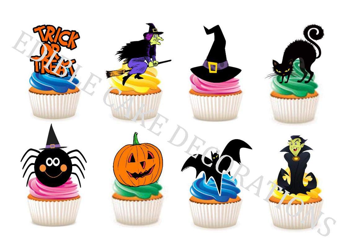 40 x Halloween STAND UP Edible Paper Cupcake Toppers Cake Decorations