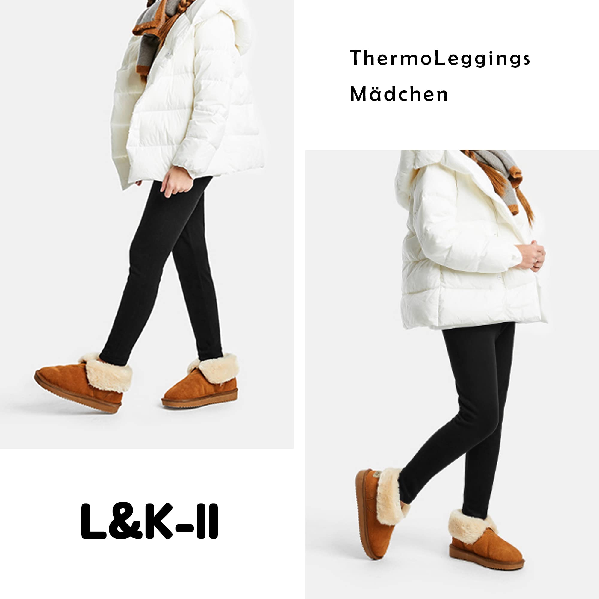 L&K-II 1/2/3-pak termiczne legginsy dziewczęce zimowe legginsy dla dzieci gruba bawełna wyściełane polarem spodnie dziecięce 4610 rozmiar: 110-164