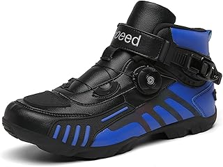 Lfzhjzc Botas de Moto para Hombre, Botas de Motociclista, Zapatos Casuales Transpirables para Motocicleta, Motocross (Color : Blue, Size : 47 EU)