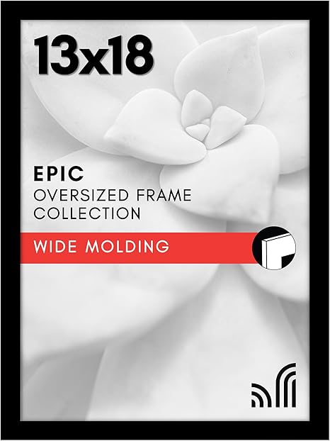 Americanflat 13x18 Picture Frame with Polished Plexiglass - Black Picture Frame - Wide Photo Frames Made of Engineered Wood for Vertical or Horizontal Wall Display - Epic Collection - Black