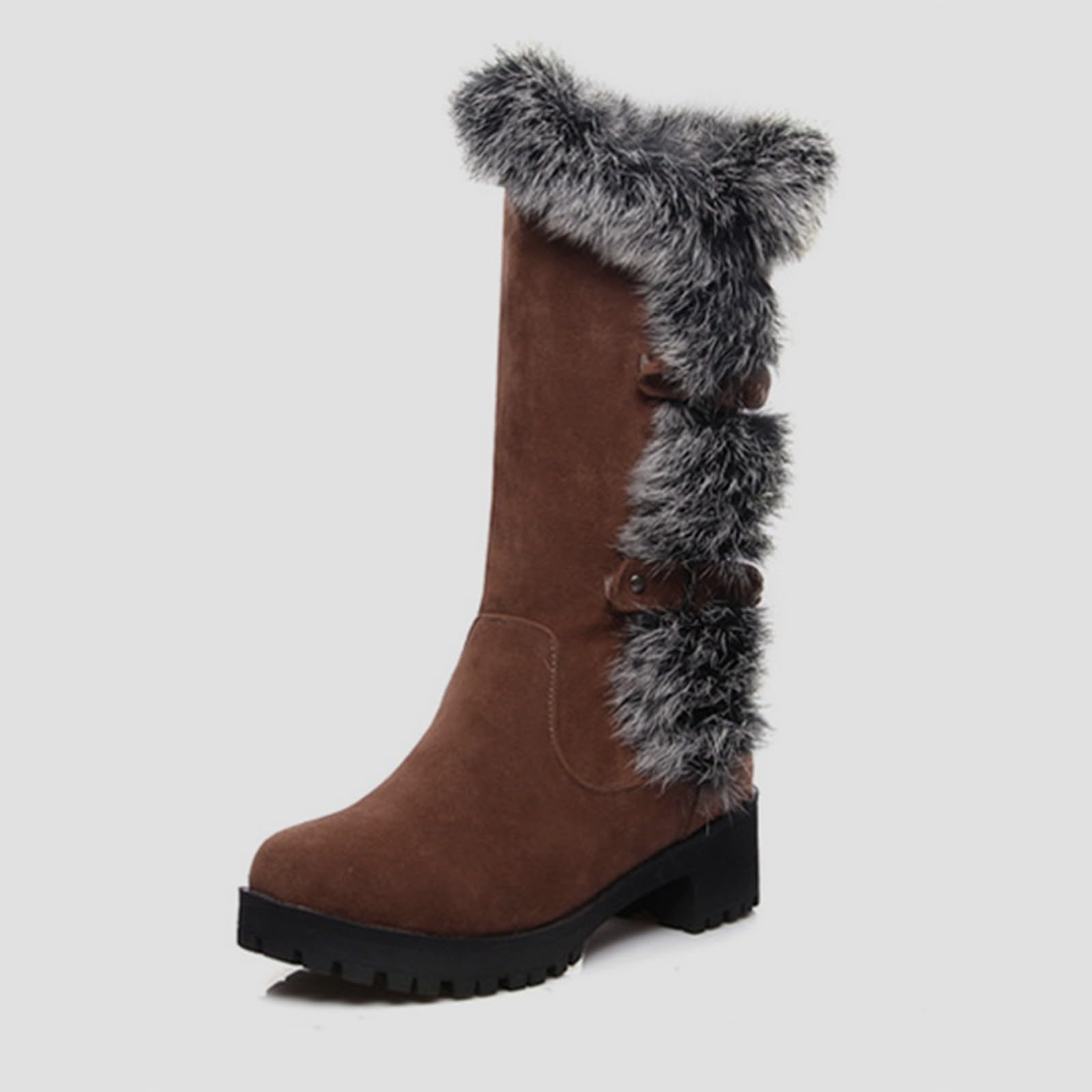 Botines con relleno para mujer bota de invierno mosmota 2025 nuevo bota con correa de hebilla bota elegante y versátil bota de nieve zapatos botas mujer ante talón bloque talla grande