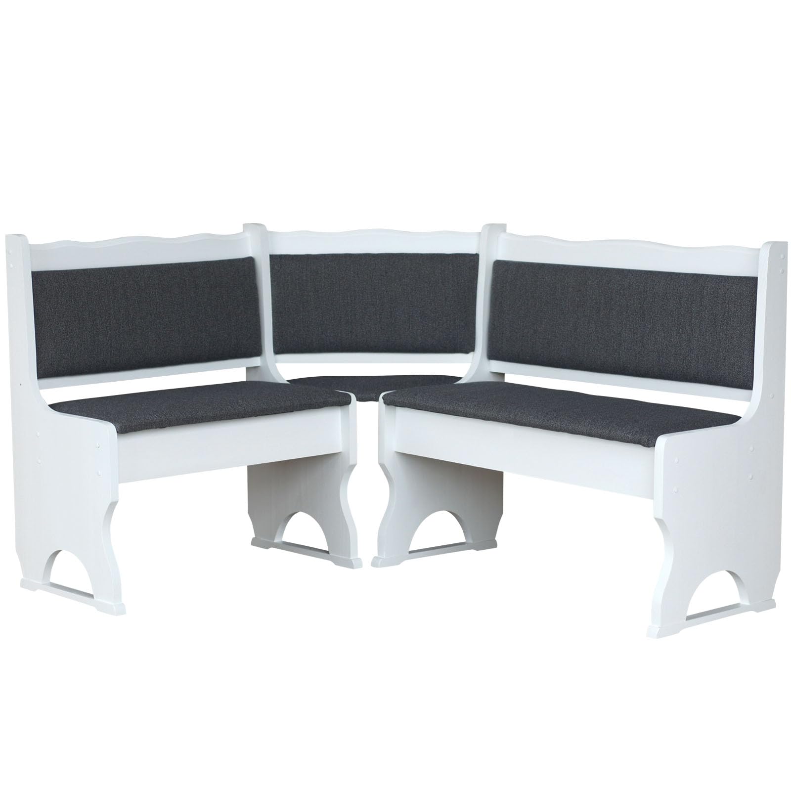 k koma Imbottitura Panca angolare in legno di pino bianco con imbottitura in legno massello – Nuovo grigio scuro (100 x 140)