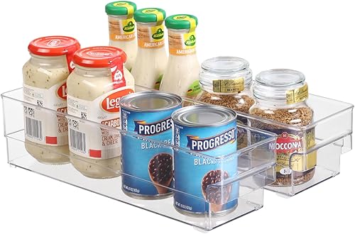 Miniatura 1 de Contenedores de almacenamiento de plástico, paquete de 2 cubos organizadores apilables para refrigerador, contenedores de almacenamiento para