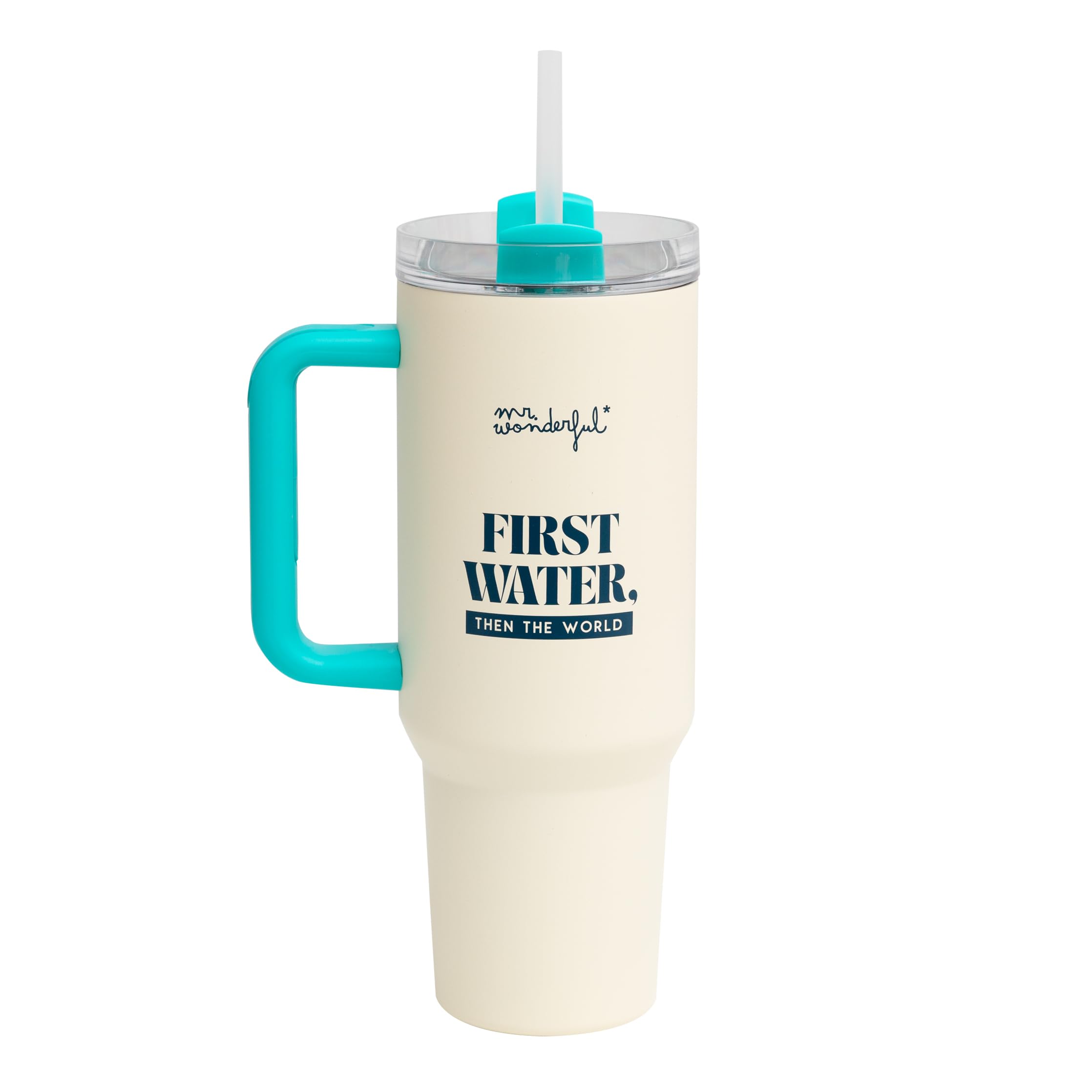 Mr.Wonderful - Taza Thermal Take Away 1.2 litres - First Water, Then The World - Made of Stainless Steel - Keeps Heat and Cold