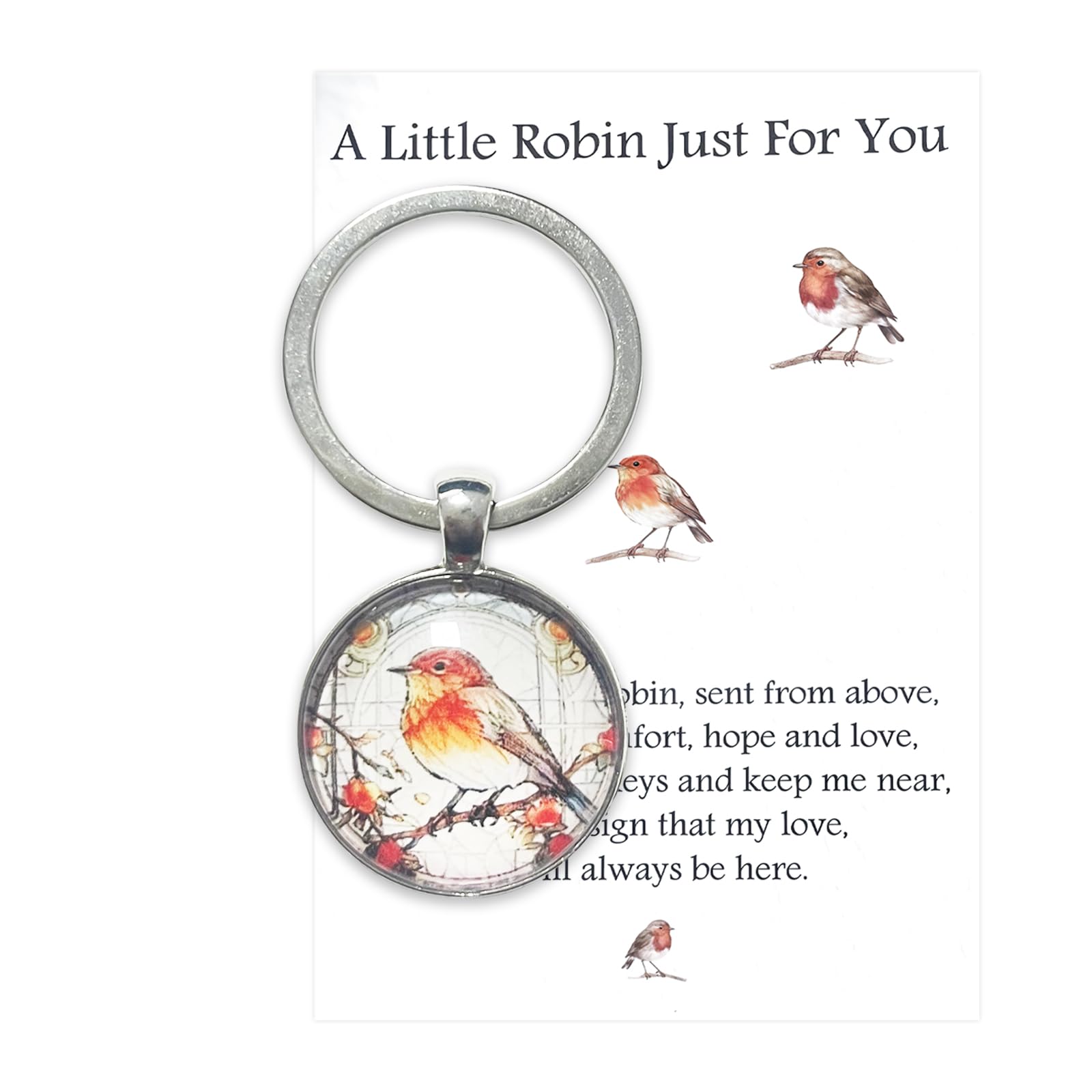 Virelle Women's Brown 1Pcs Little Robin Just For You Keychain - Sent From Above Gift For Mom, Sympathy Gift For Loss, Inspirational Gift Of Comfort, Hope & Love, Remembrance Gift For Her/Him