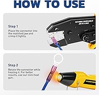 Vista 8 de Haisstronica - Herramienta de crimpado para conectores termorretráctiles, crimpadora para terminales de alambre de carraca, para conectores