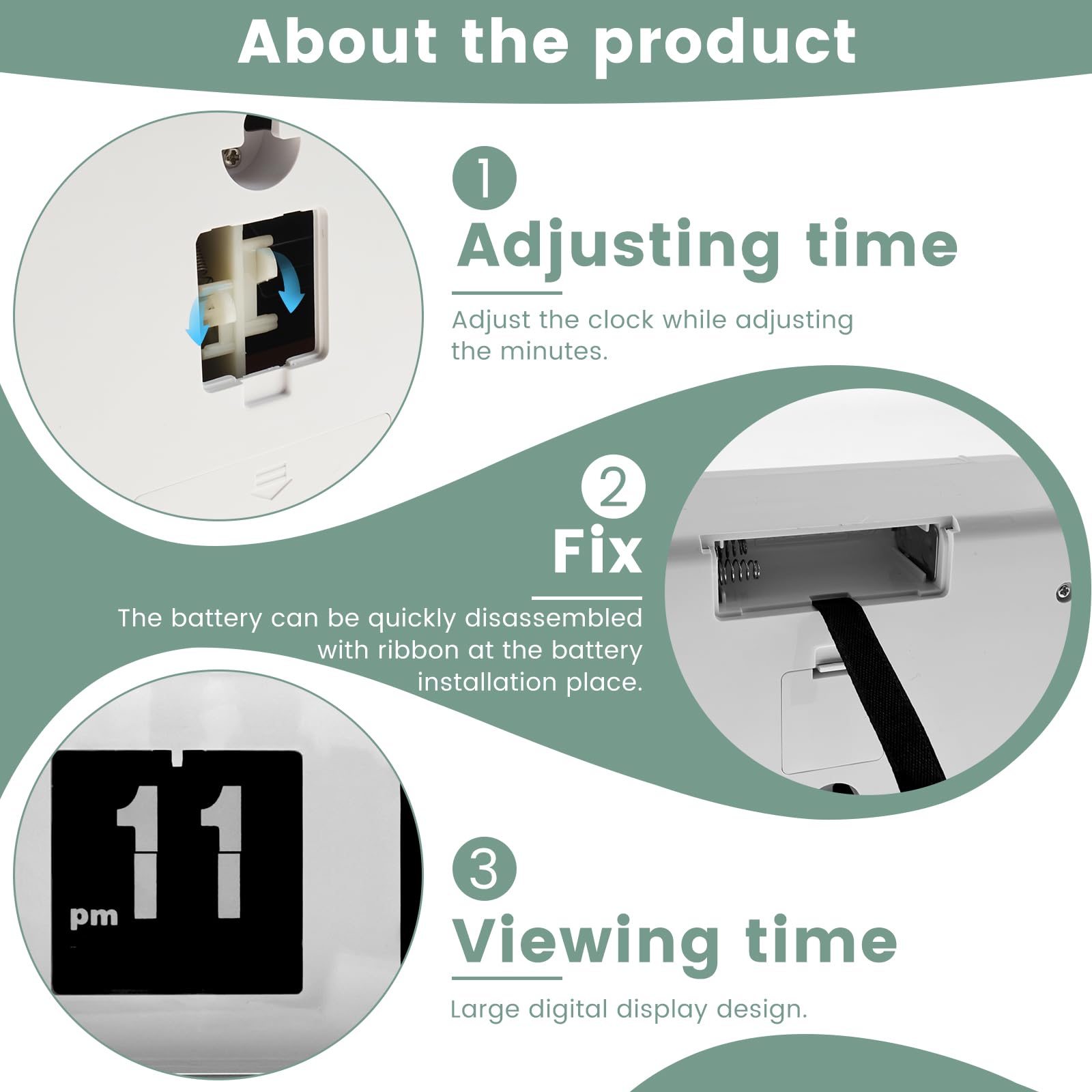 Flip Clock Auto Flip Desk Clock, Vintage Table Clock, Digital Desk Table Page Down Clock Battery Operated Tabletop Flip Clock Wall Mounted Flip Clock for Home Room Office