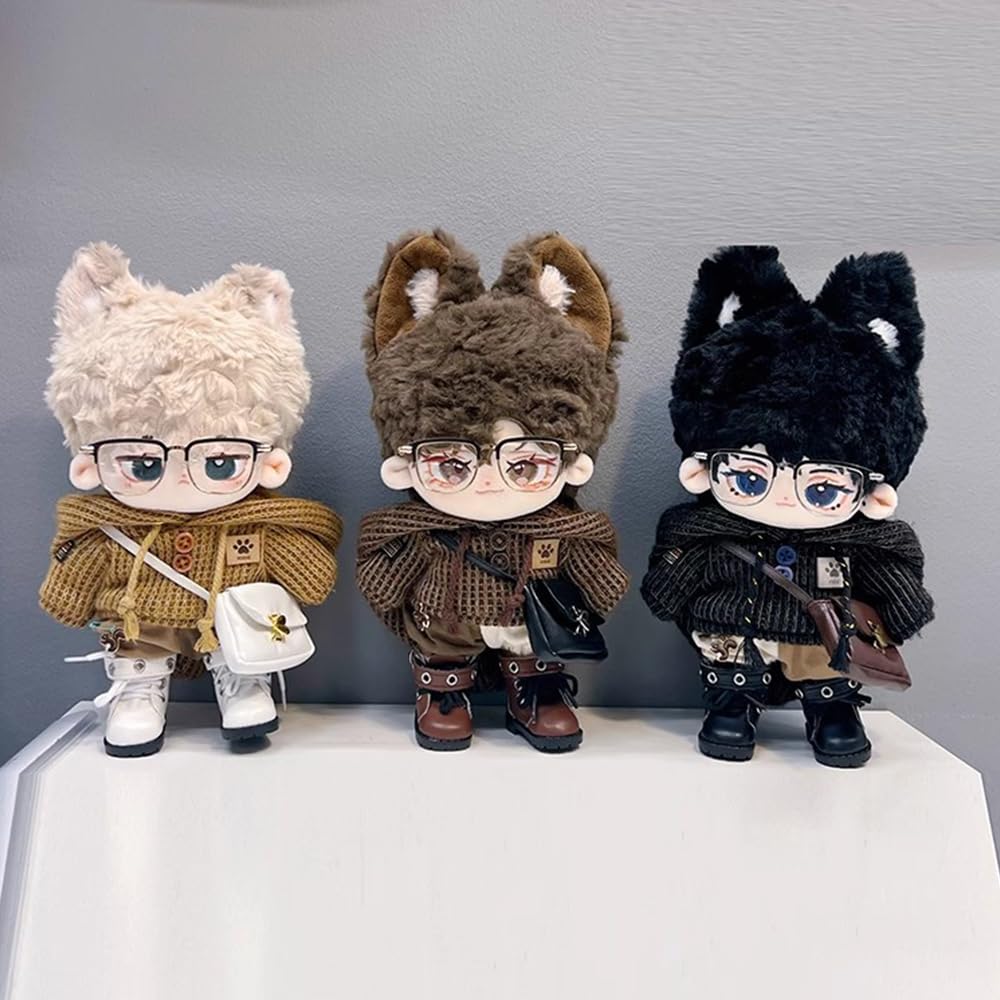 Niannyyhouse Doll Clothes 6-Piece Set For 15cm/20cm Plush Toys - Coat, Pants, Scarf, Backpack, Glasses & Shoes (Beige) - View #7