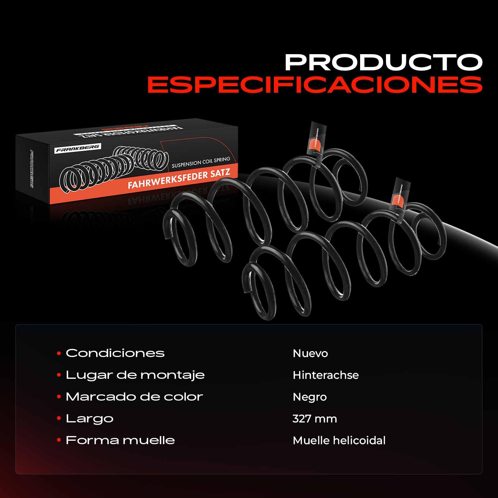 Frankberg 2 muelles de suspensión para eje trasero 8K0511115GR | Compatible con: A5 8T3, A4 8K2