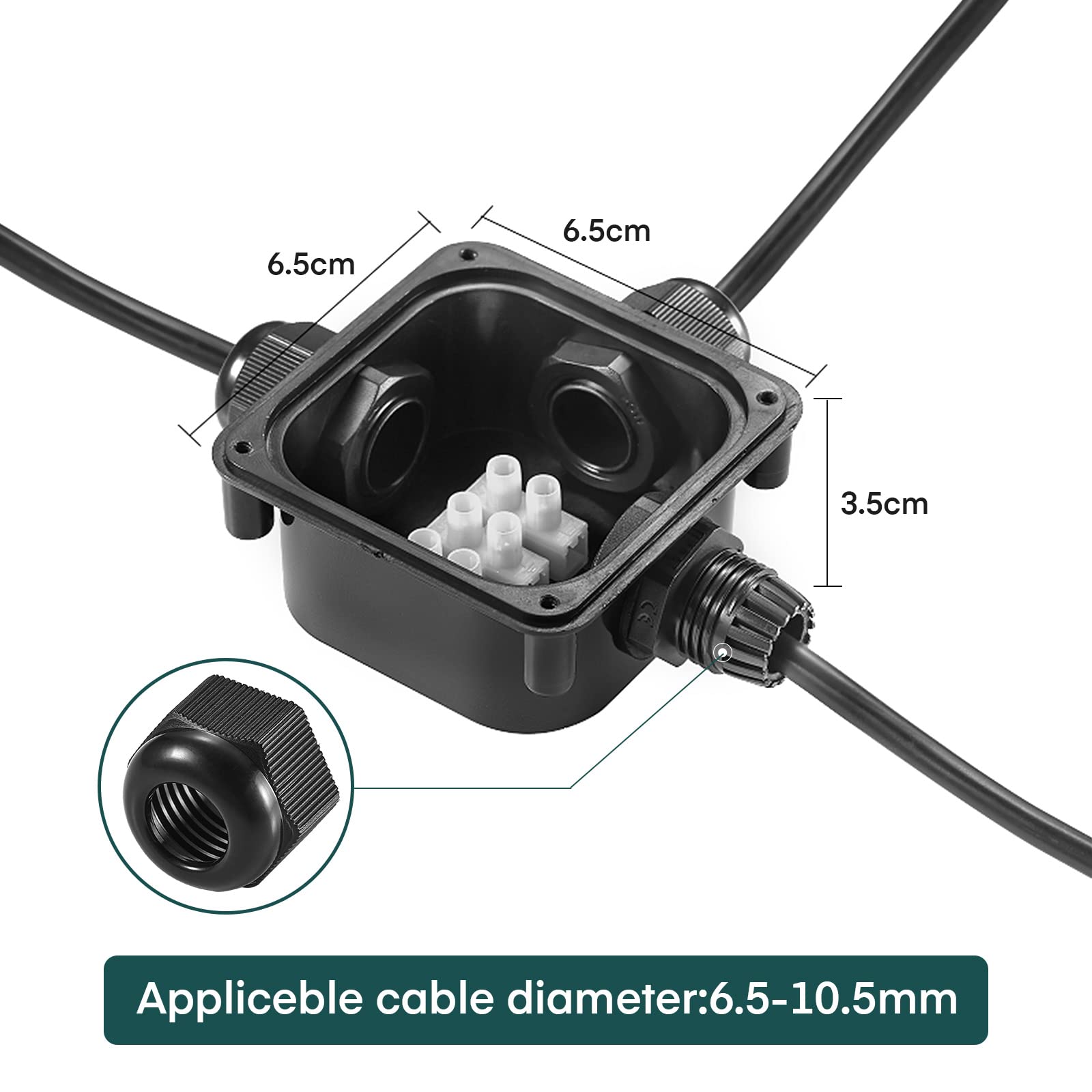 5 Pezzi Scatola Di Giunzione Impermeabile IP66 A 3 Vie - Connettore Per Cavi 6,5-10,5 Mm Per Esterno E LED