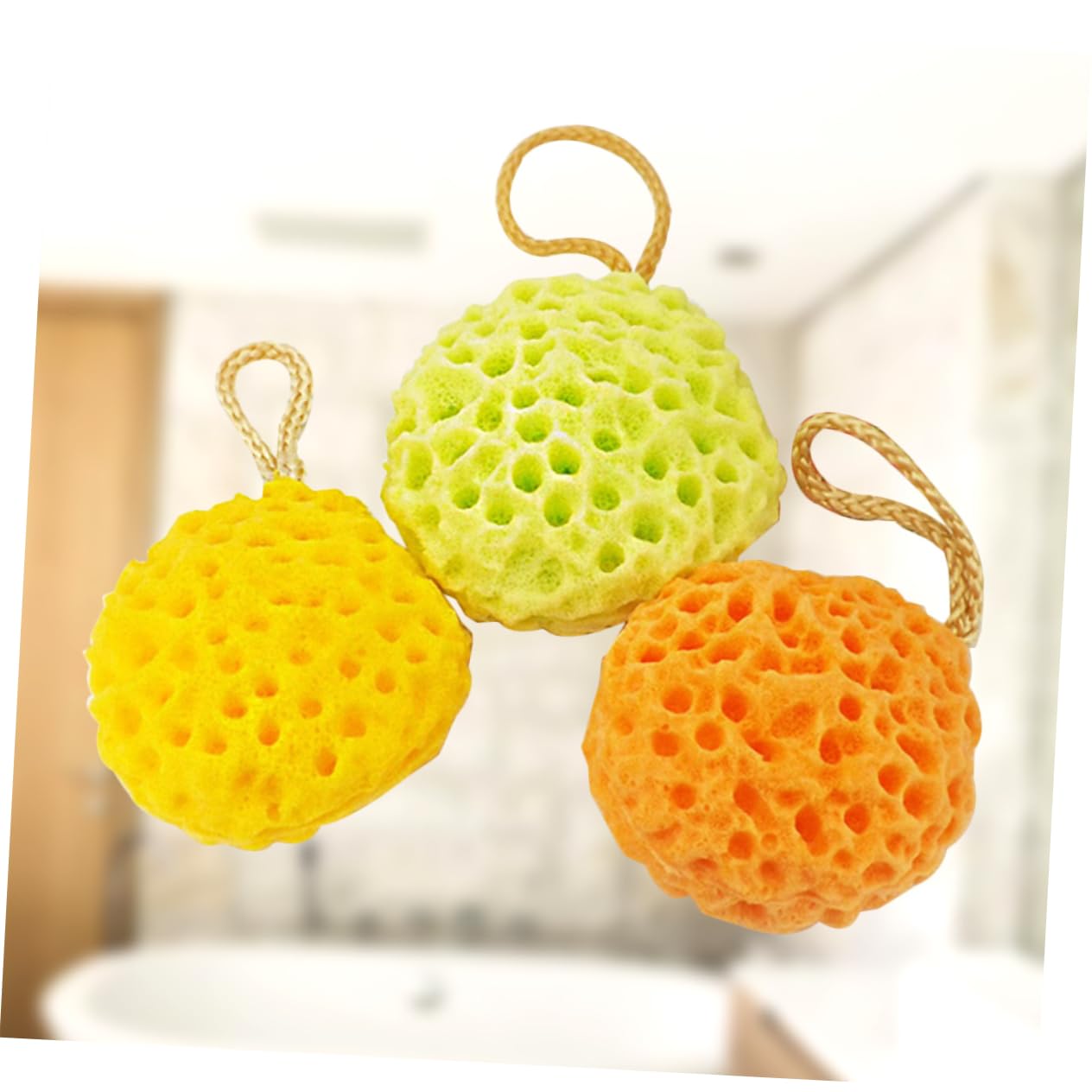 Healvian 9piezas Esponjas De Baño Panal Para Ducha Esponjas Exfoliantes Amarillo Verde y Naranja Suaves y Duraderas Para Limpieza Corporal