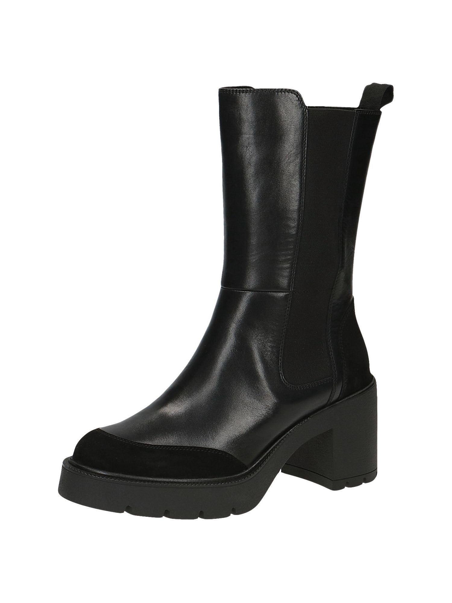 CAPRICE Women's ankle boots with heel Airmotion made of leather Block heel Width G, Black (Black Comb I), 6.5 UK