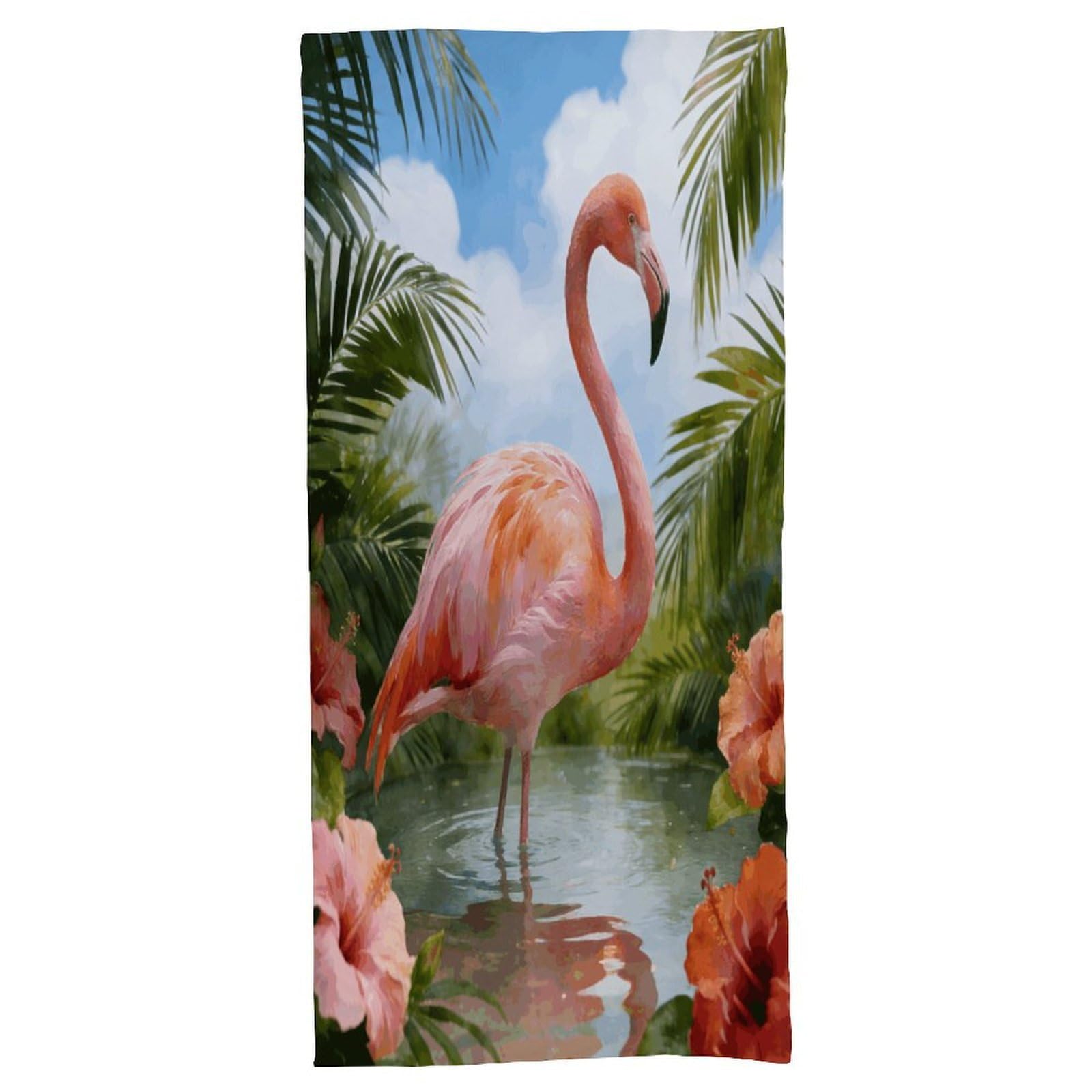 Fodpand Style Watercolor Tropical Flamingo Bath Towel, Highly Absorbent & Quick Drying Beach Towel, Compact & Lightweight Pool Towel For Bathroom, Beach, Pool, Gym, Spa, And Hotel Use