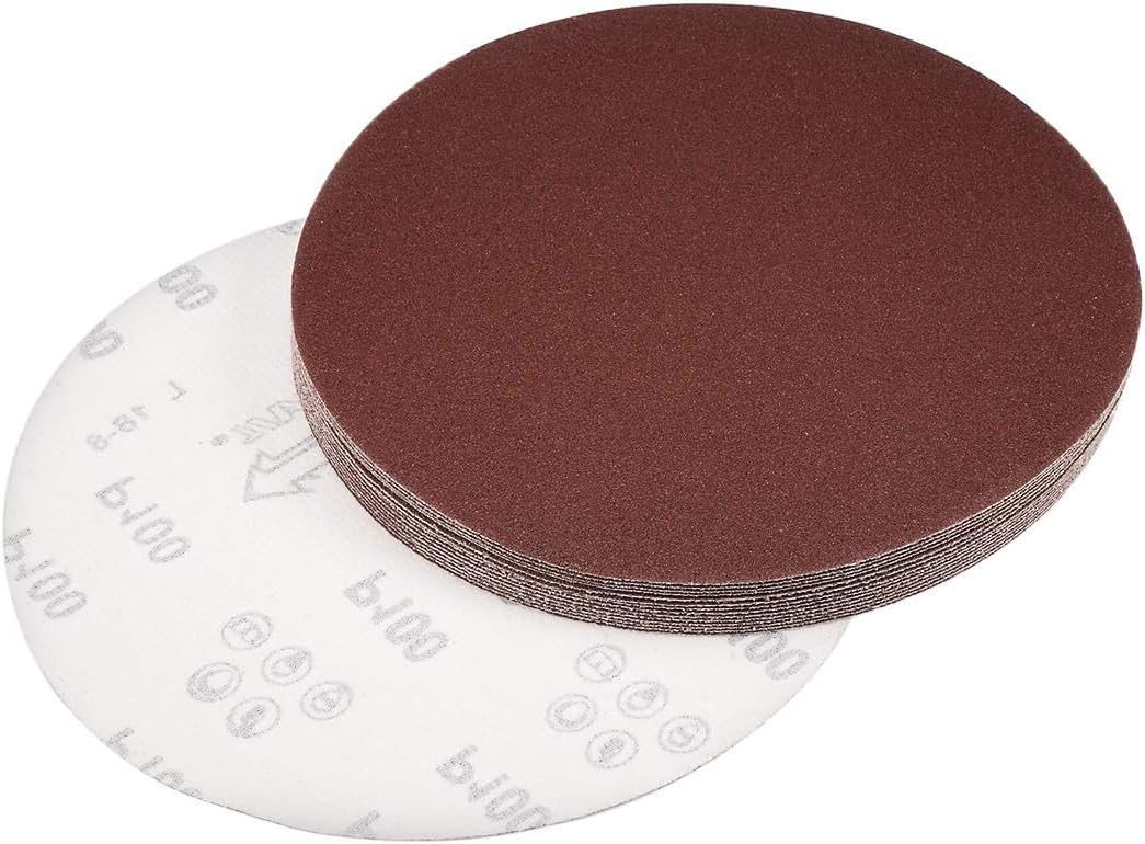 TA-VIGOR Lot de 15 disques abrasifs PSA de 200 mm, grain 100, disques abrasifs auto-adhésifs pour ponçage du bois, de la peinture, du plastique et du métal 200 mm