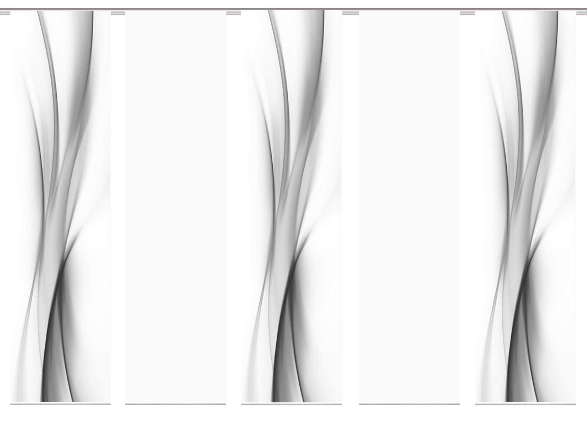 5er-Set Flächenvorhang, Deko Blickdicht, UFA, Höhe 245 cm, 3X Dessin /2X Uni transparent, Fb. grau/weiß
