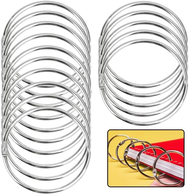 15パック 4インチバインダー、ラージサイズニッケルメッキスチールブックリングキーリング、オフィス/バスルーム/ホーム写真用メタルバ