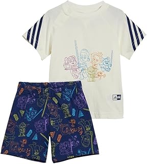 تيشرت وشورت للأولاد والبنات من اديداس، طقم ملابس رياضية قصيرة للأولاد البيبي والصغار