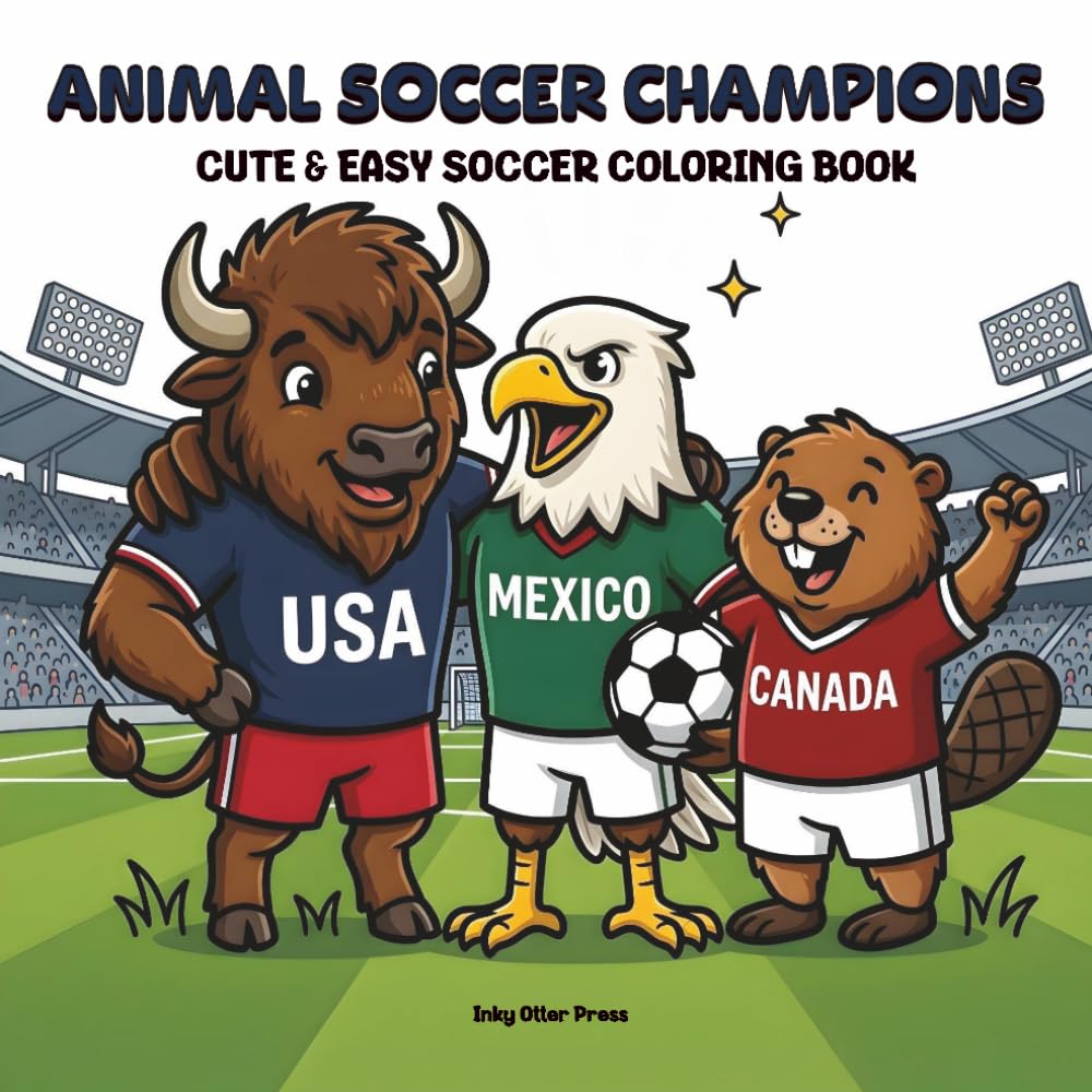 Animal Soccer Champions: Cute & Easy Soccer Coloring Book for Kids and Adults Featuring Soccer Animals From Around the World