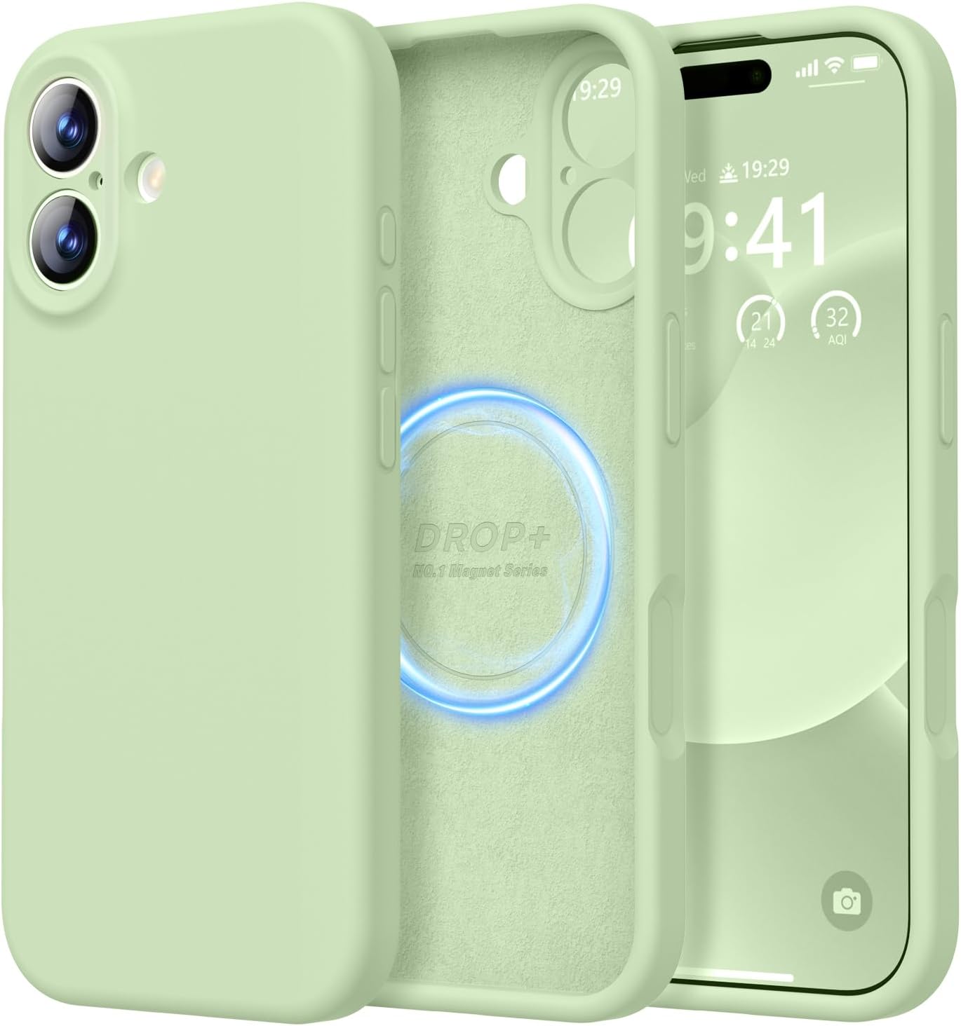 LOVE 3000 Designed for iPhone 17 Case, Premium Silicone [Compatible with Magsafe][Soft Anti-Scratch Microfiber Lining] Shockproof Protective Phone Case for Men Women 6.3", Matcha Matcha iPhone 17 6.3inch