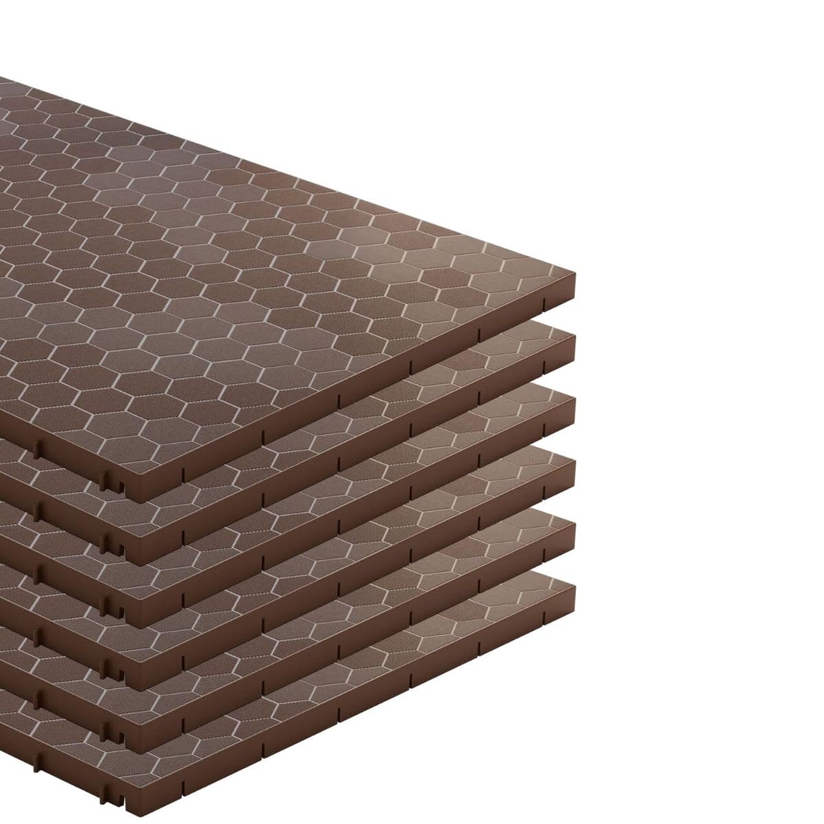 INTEC - Lot de 10 Dalles de sol Clipsable Marron Taupe 116x76x3cm Polypropylène Revêtement de Sol Modulable Intérieur/Extérieur Supporte Charge Lourde
