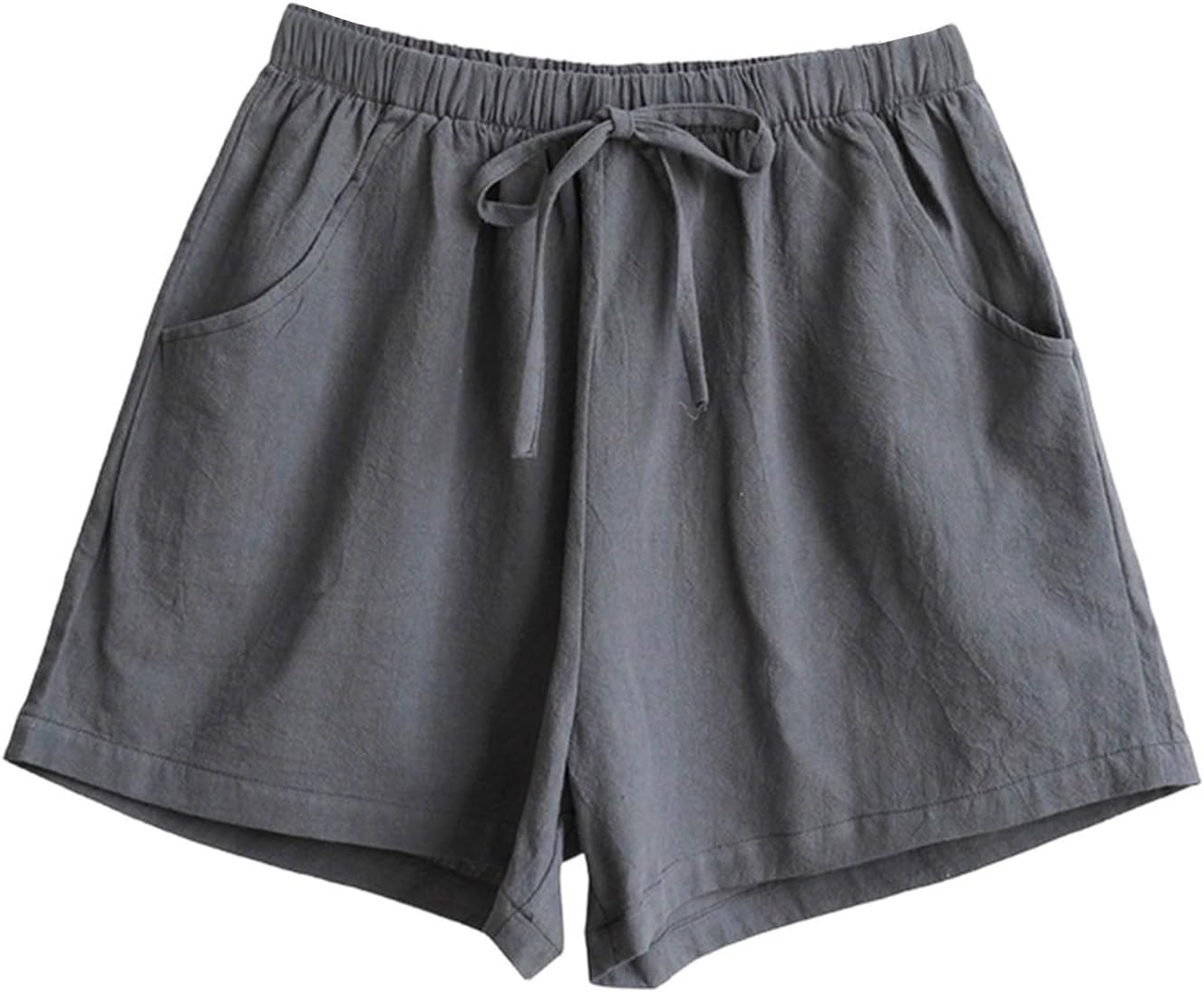 Women's Casual Linen Shorts High Waist Drawstring Summer Lightweight Flowy Shorts Loose Fit Short with Pockets