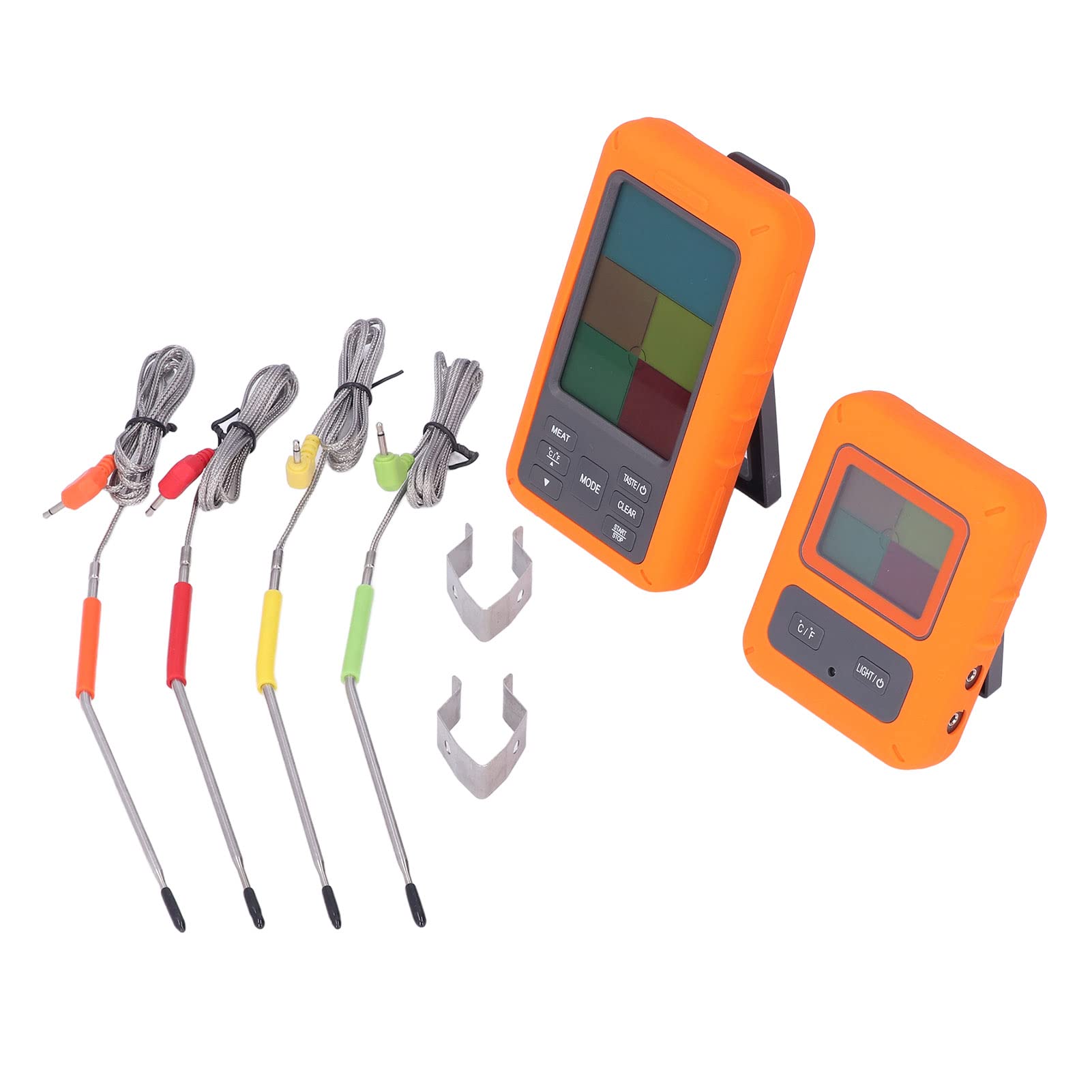 Termometro Per Carne Wireless, Termometro Digitale Per Barbecue Con 4 Sonde, Display LCD Retroilluminato, Funzione Allarme, 9 Impostazioni Carne Preimpostate USDA, Per Cottura