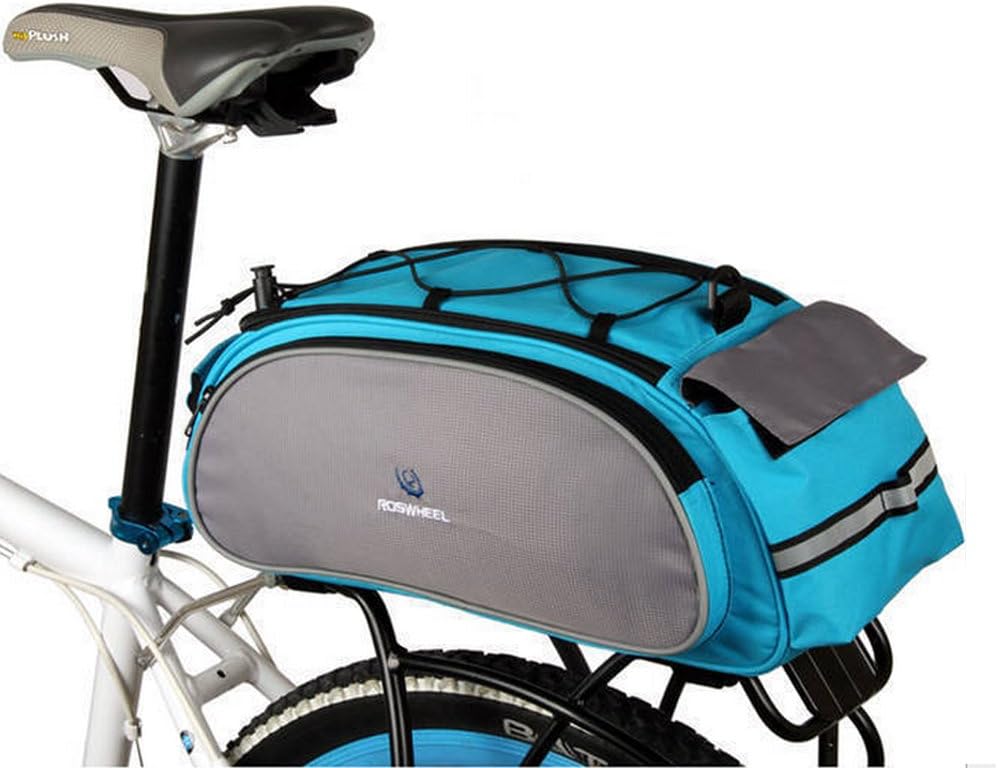Bike Rear Rack Bag for Cycling, 1Pcs Bicycle Back Seat Saddle Bags Cooler Frame Trunk Pannier Rear Basket Handbag for cycling, Hiking, Camping, Trekking, Blue