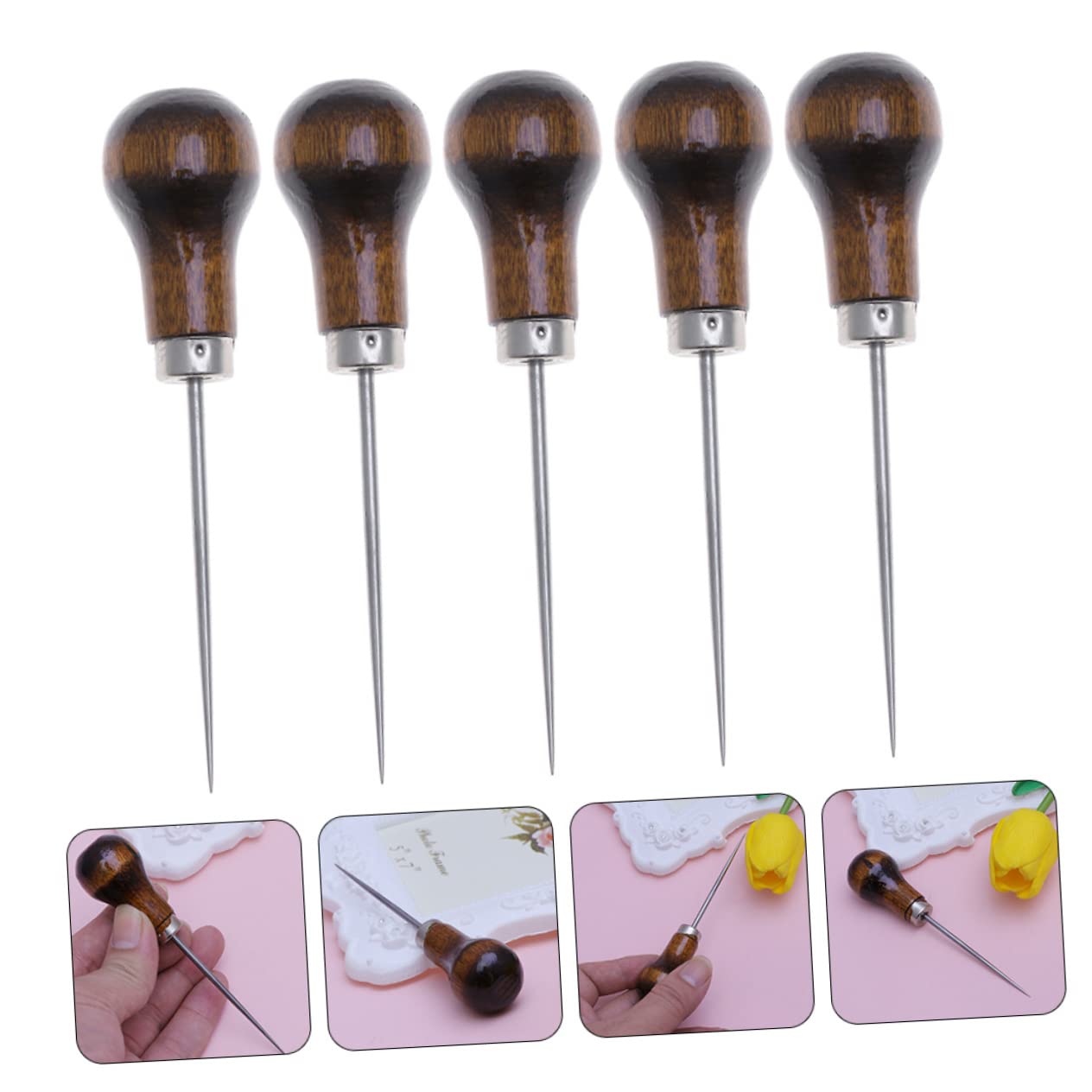 HOMSFOU 2sets Scratch Awl Tool Leather Scribe Tool for Crafting DIY Projects 5pcs*2