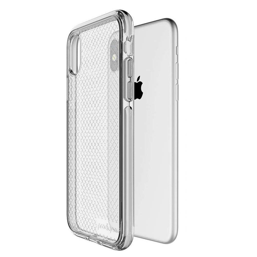 Prodigee [Safetee iPhone Xs Max 6.5'' Protective Case Silver -Soft Silicone Bumper Transparent Military Grade Certified Drop Shock Test