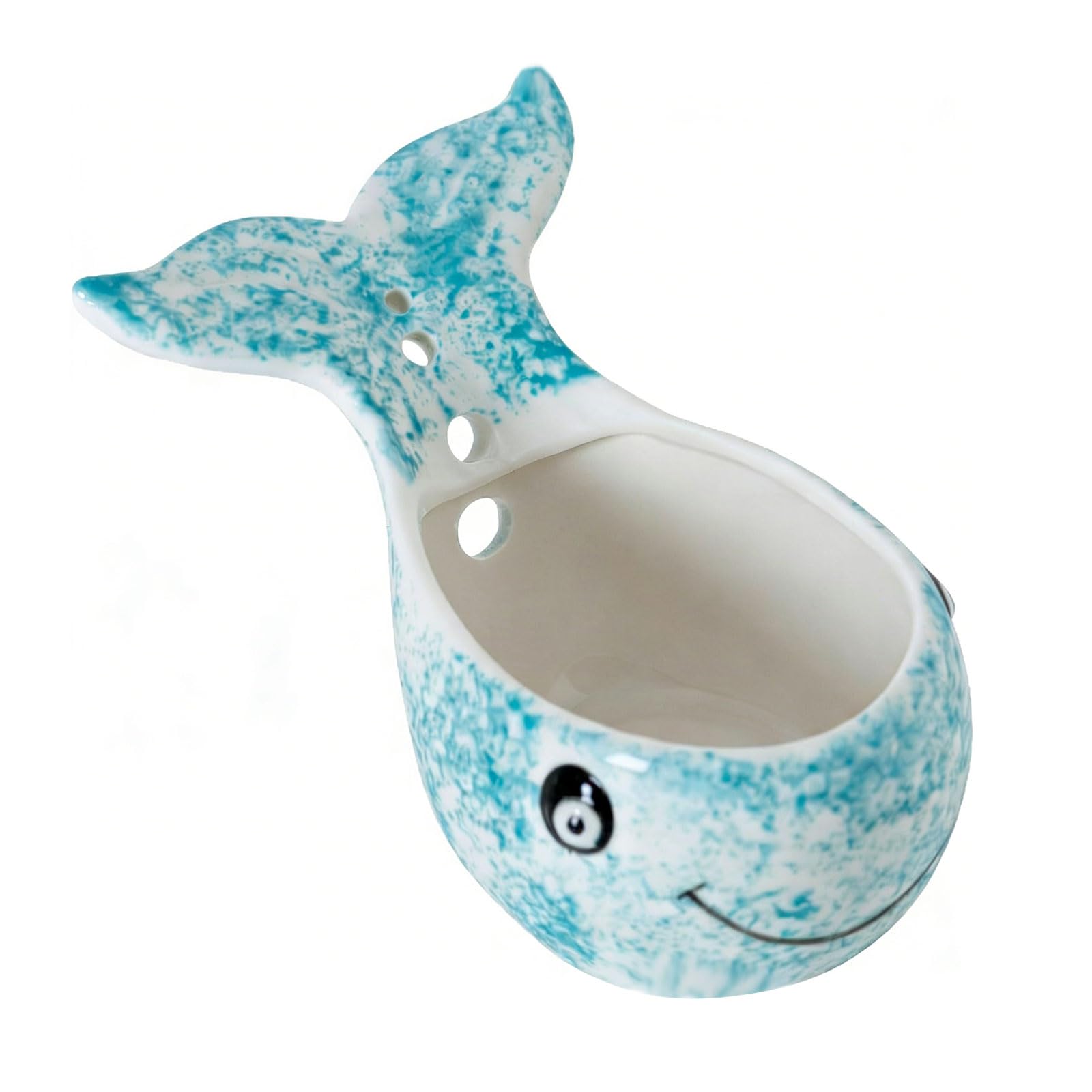HUANGING Pottery Herbal Stripper Bowl with 4 Size Holes Ceramic Herbal Peeling Bowl for Separating Leaves and Stems Ceramic Peeling