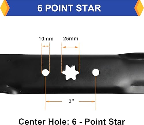 Miniatura 5 de Paquete de 2 cuchillas de repuesto para cortacésped de alta elevación para Troy BiltCub CadetMTD 742-04308, 942-04308, 942-04308A, 742-04312,