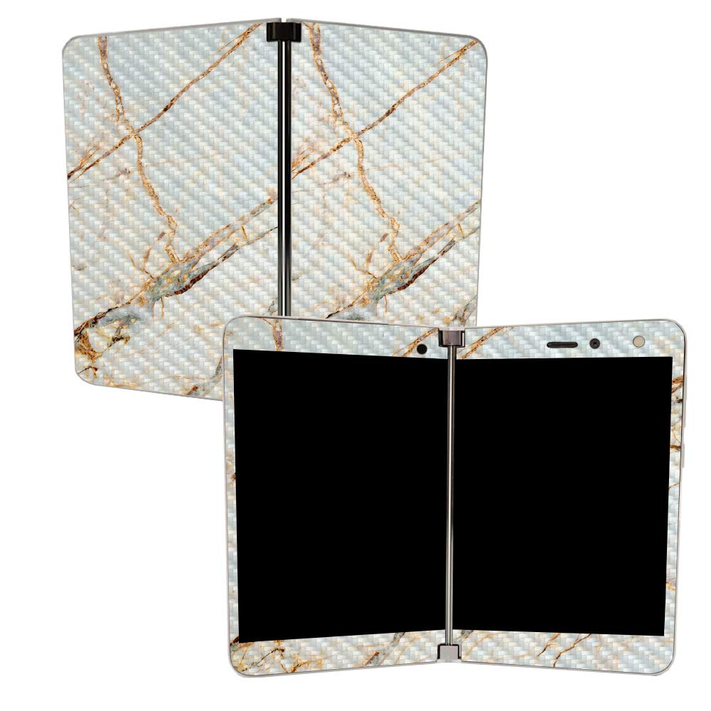MIGHTY SKINS MightySkins Carbon Fiber Skin for Microsoft Surface Duo - Antique Marble | Protective, Durable Textured Carbon Fiber Finish | Easy to Apply | Made in The USA