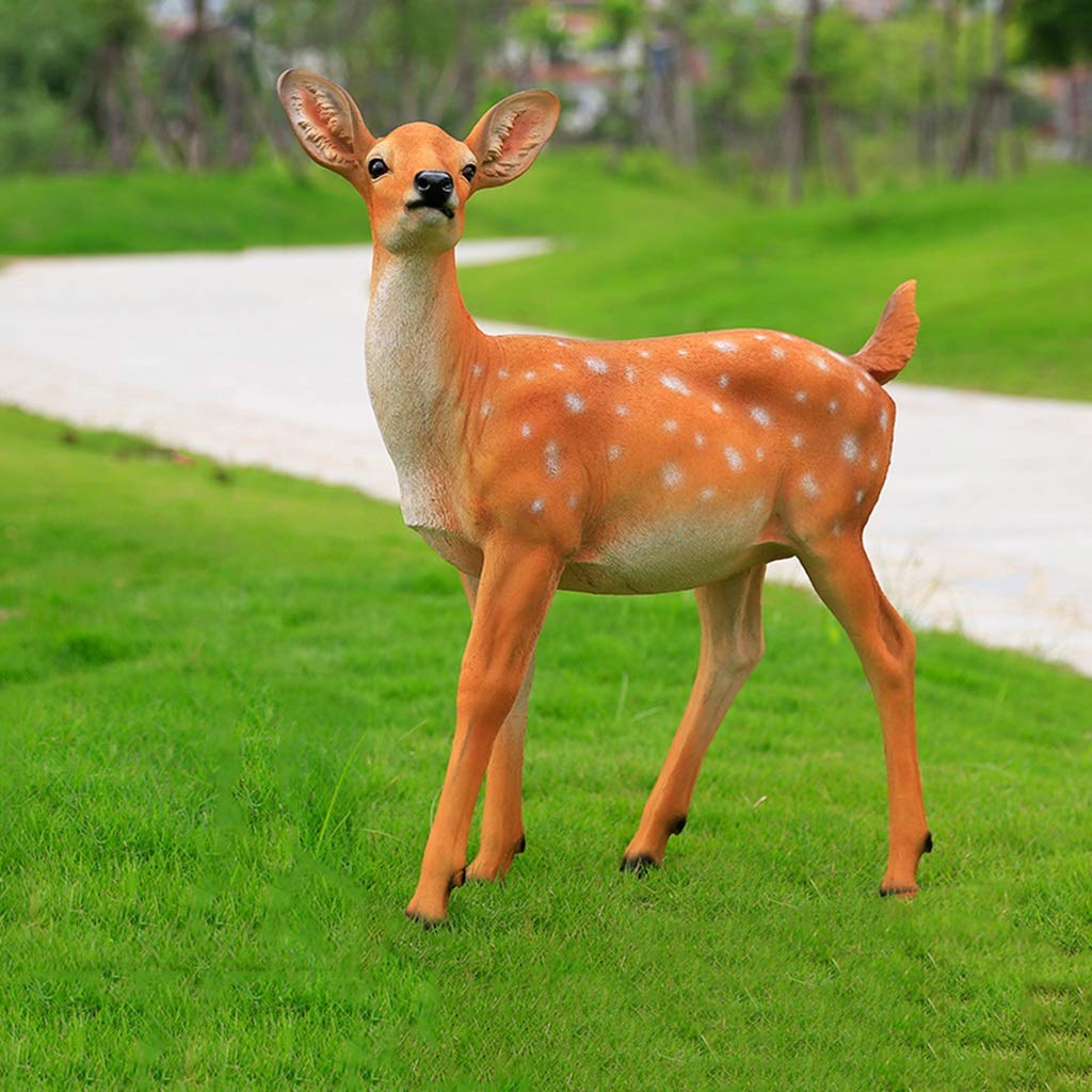 MNUvxzaewf Yard Decorations Outdoor Garden Large Statues, Resin Sika Sculpture Simulated Floor Deer Decoration(62 * 22 * 71cm)