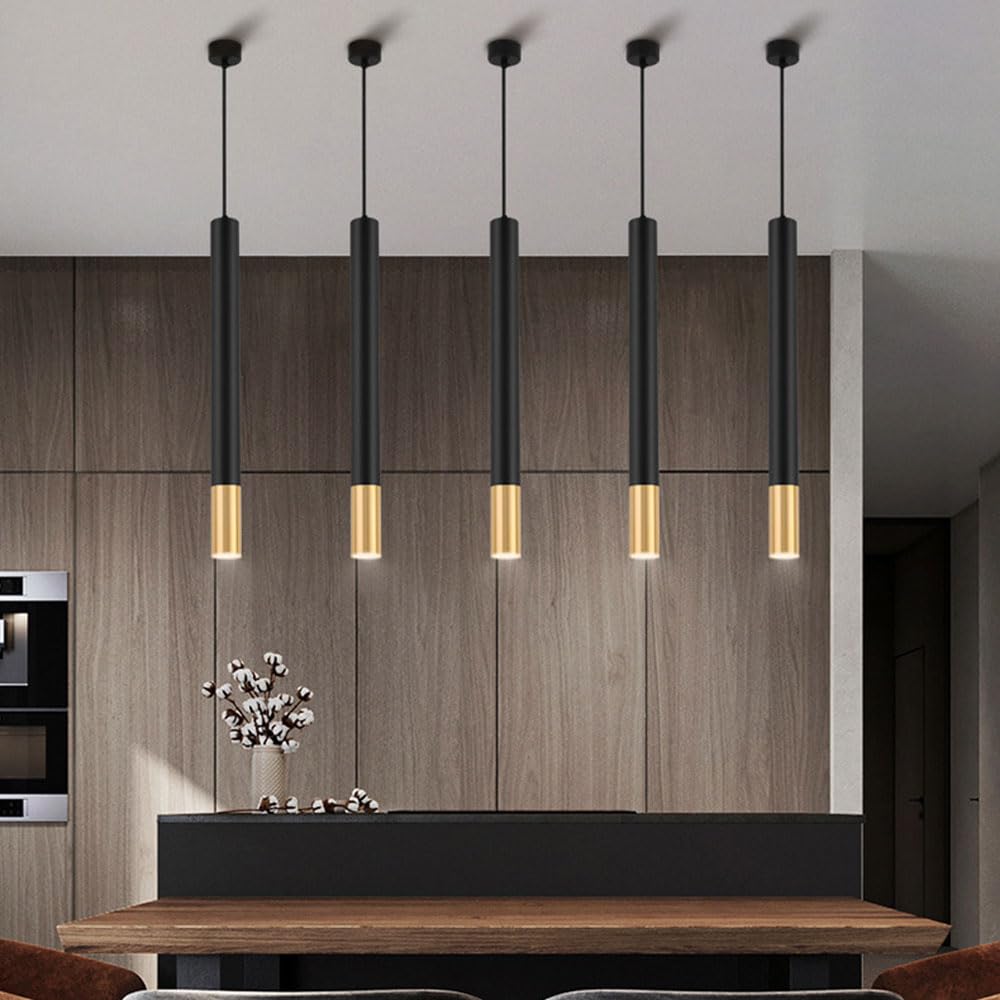 Foco Luz de Techo Iluminación Interior Moderna Downlight Led Negro Oro Hogar Bar Cocina Isla Corredor Comedor extendido Individual Downlight cilíndrico Largo Ajustable