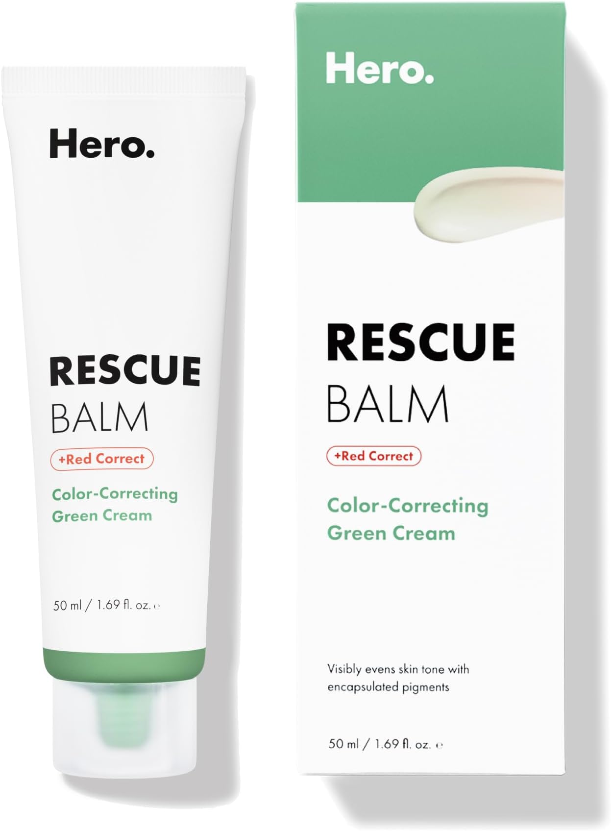 Hero Cosmetics Rescue Balm + Red Correct: Post-Blemish Recovery Cream, Nourishing & Calming, Dermatologist Tested, Vegan (0.50 fl oz)